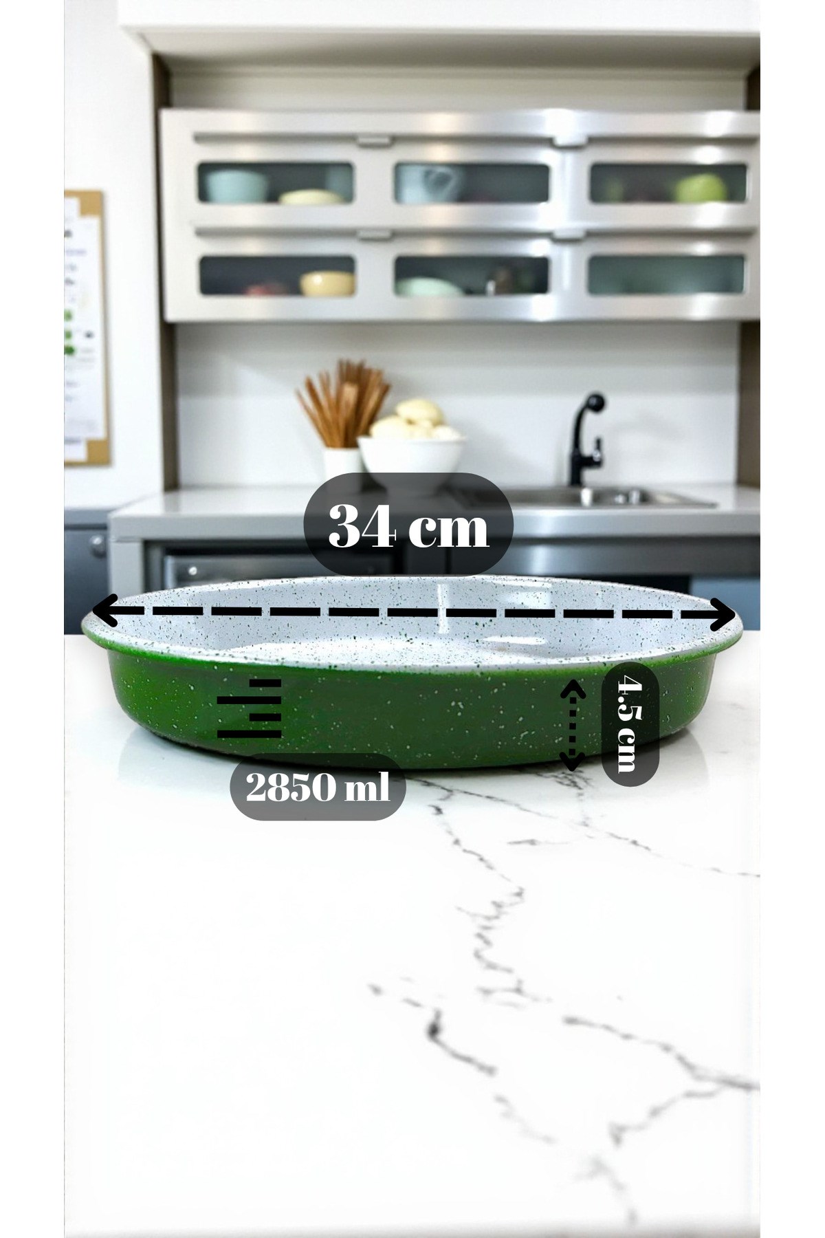 34 No Emaye Fırın Tepsi Yuvarlak Tepsi ~34 Cm