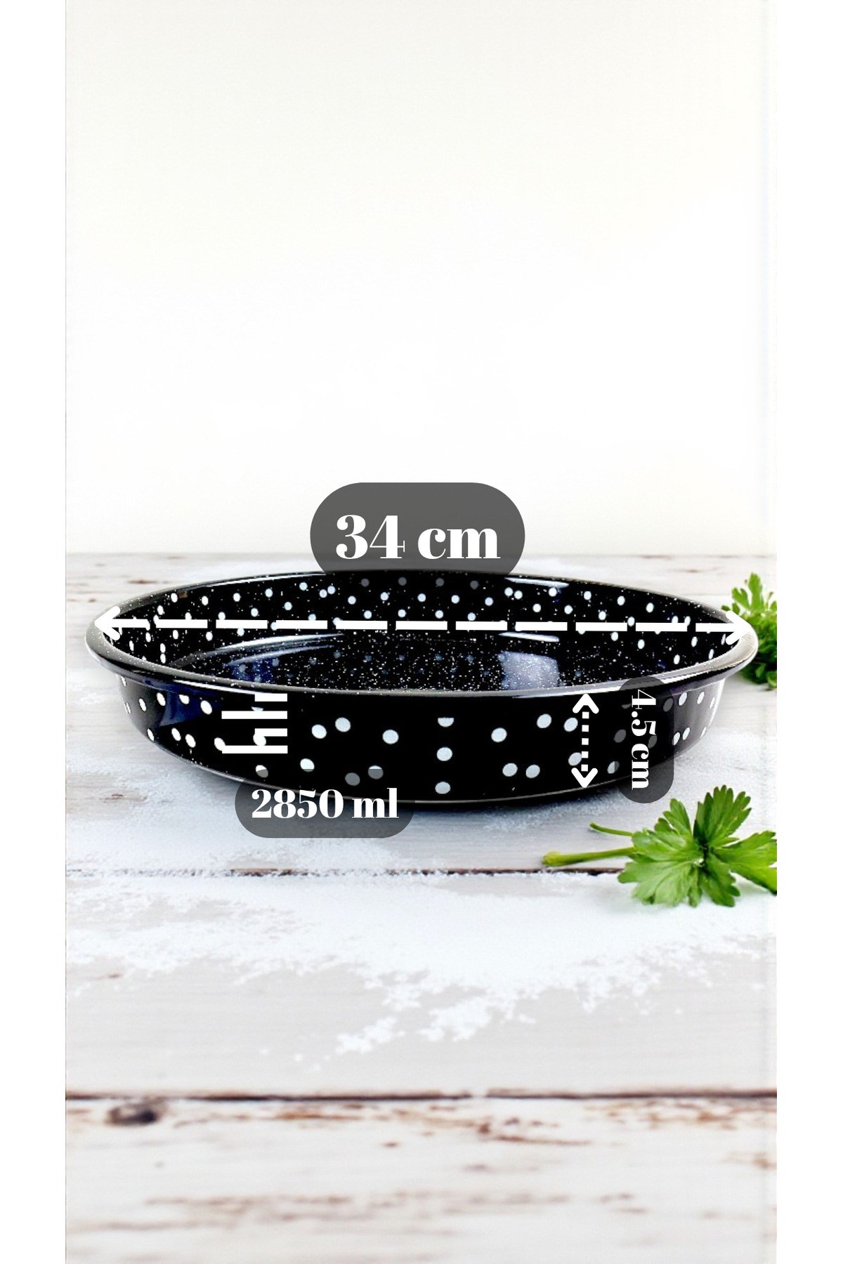 34 No Emaye Fırın Tepsi Yuvarlak Tepsi ~34 Cm