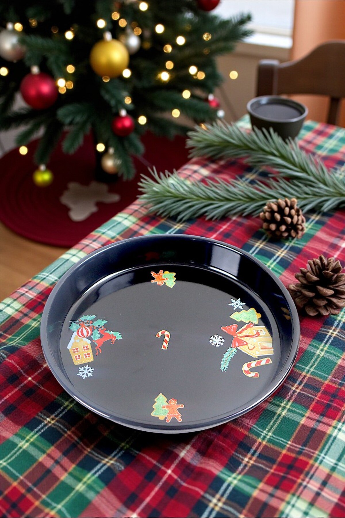 34 No Emaye Fırın Tepsi Yuvarlak Tepsi ~34 Cm