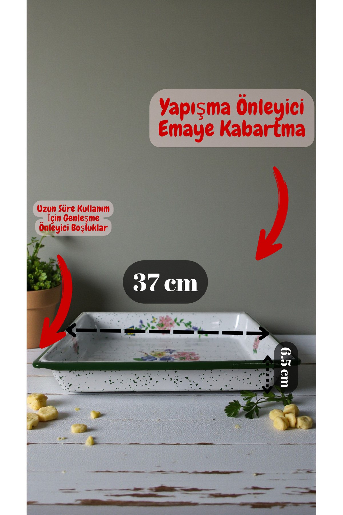 34x37 No Emaye Fırın Tepsi Dikdörtgen Tepsi 37 Cm