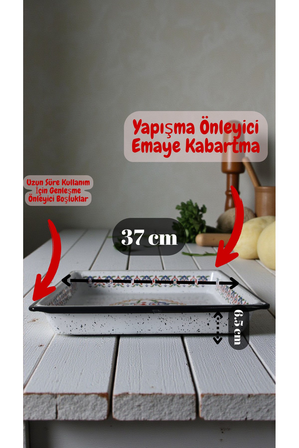 34x37 No Emaye Fırın Tepsi Dikdörtgen Tepsi 37 Cm