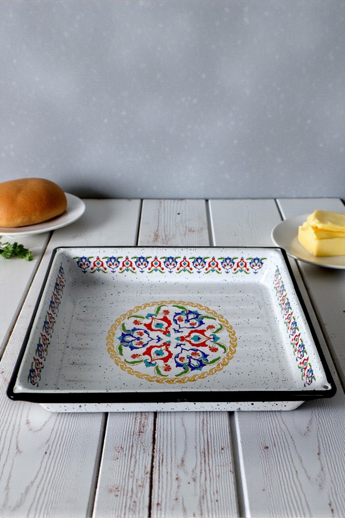 34x37 No Emaye Fırın Tepsi Dikdörtgen Tepsi 37 Cm