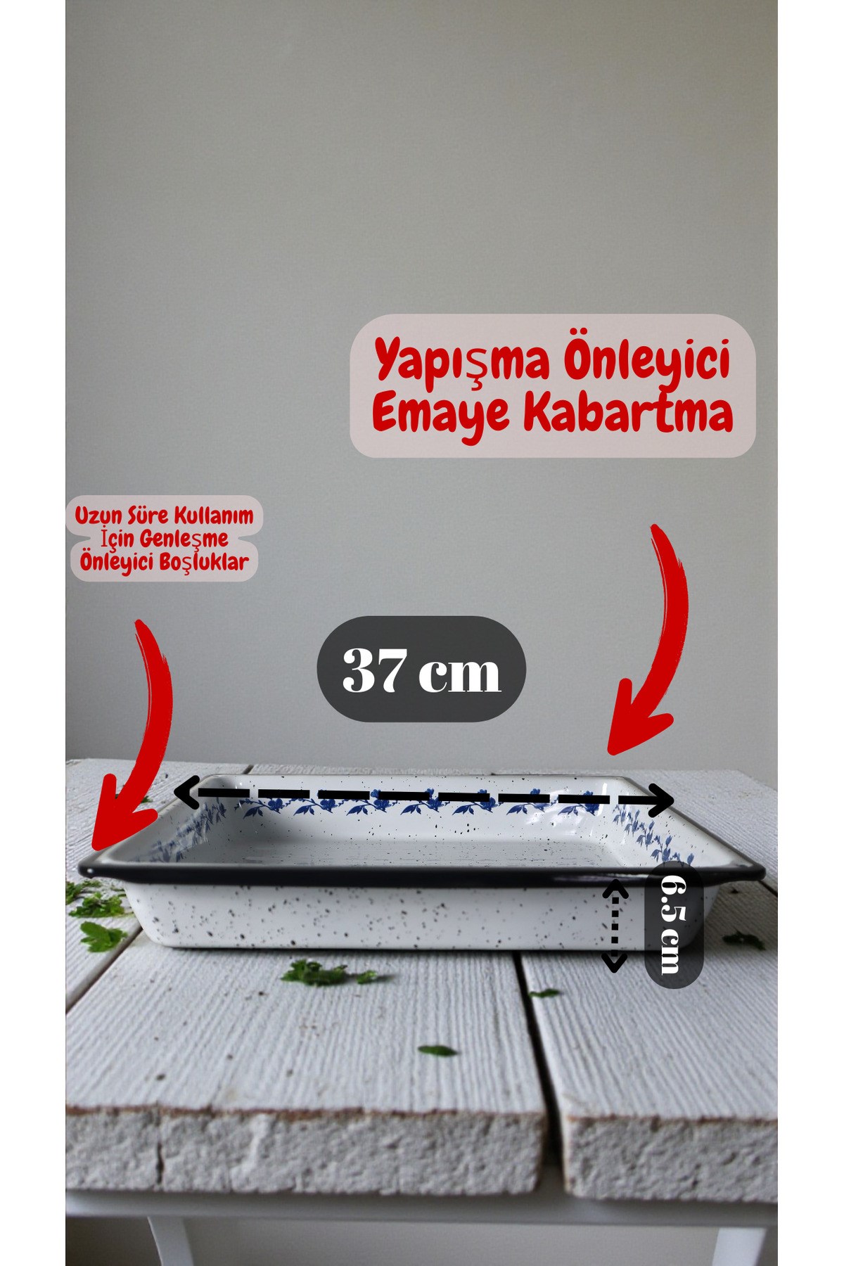 34x37 No Emaye Fırın Tepsi Dikdörtgen Tepsi 37 Cm