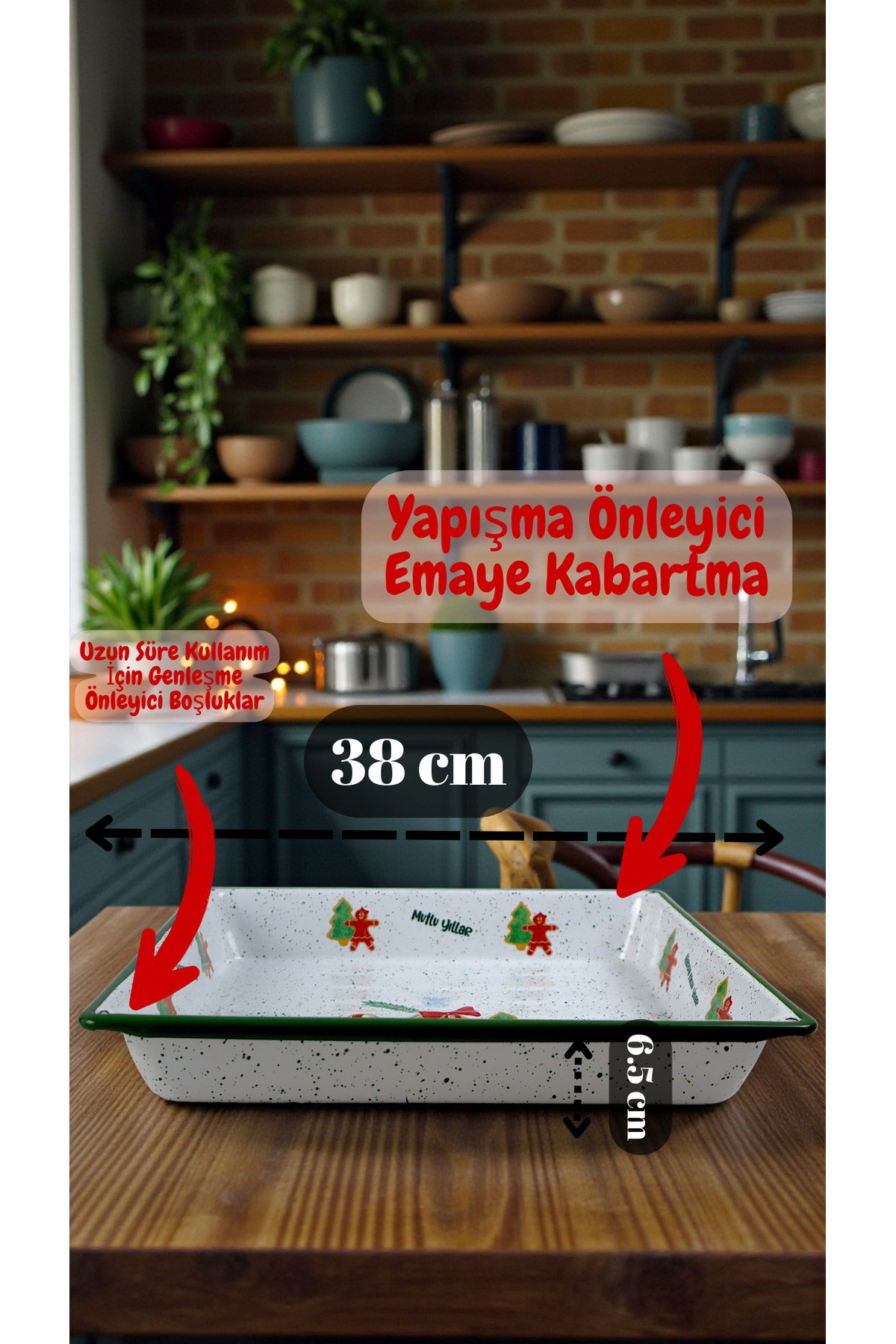 34x37 No Emaye Fırın Tepsi Dikdörtgen Tepsi 37 Cm