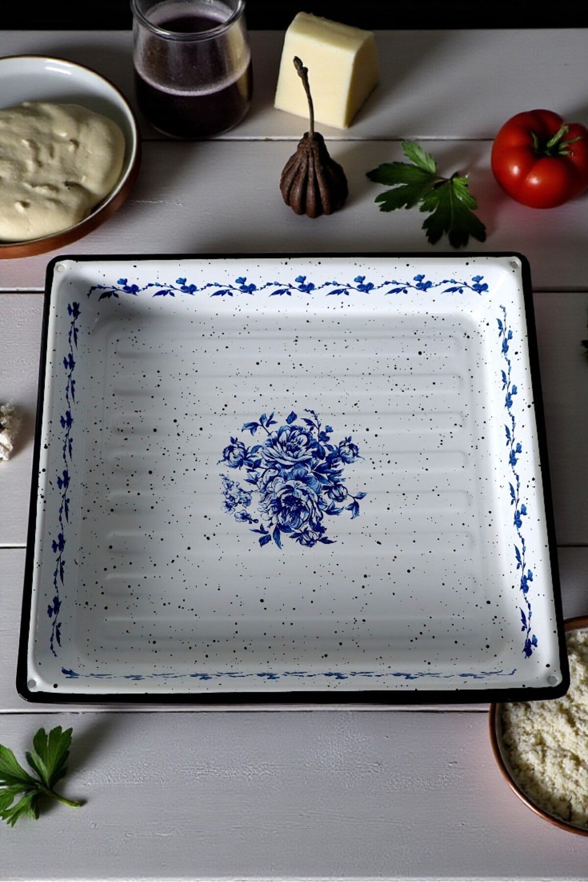 34x37 No Emaye Fırın Tepsi Dikdörtgen Tepsi 37 Cm