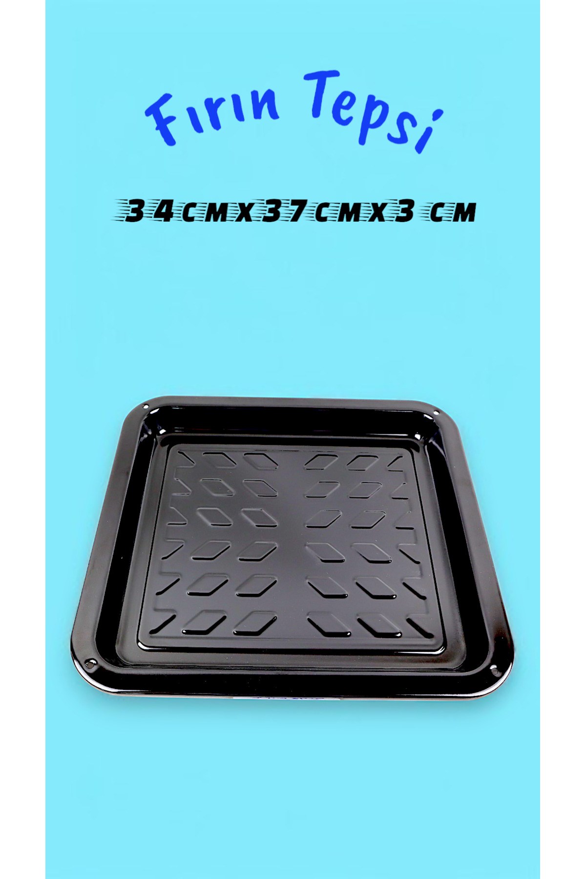 34x37x3 No Emaye Fırın Tepsi Dikdörtgen Tepsi 37 Cm