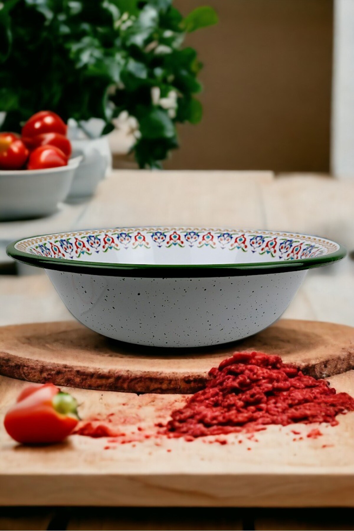 36 Cm 4,5 Litre Emaye Leğen Çırpma ve Karıştırma Kabı, Hamur Leğeni. Meyvelik. Çeyiz.  Büyük Kase