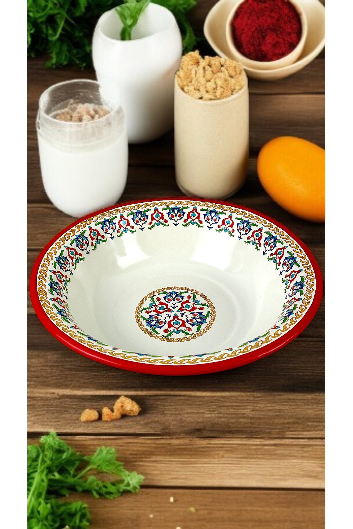 36 Cm 4,5 Litre Emaye Leğen Çırpma ve Karıştırma Kabı, Hamur Leğeni. Meyvelik. Çeyiz. Büyük Kase
