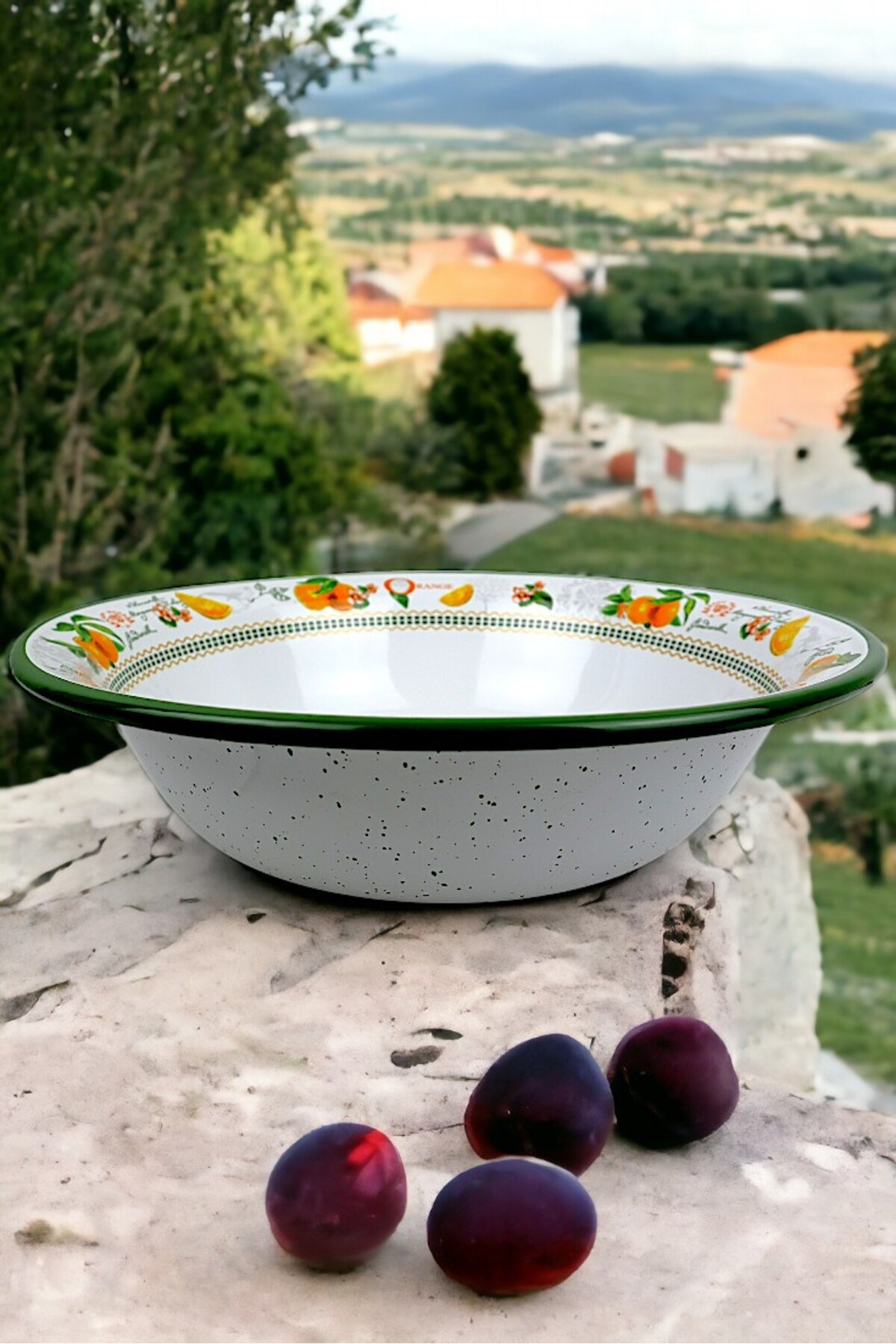 36 Cm 4,5 Litre Emaye Leğen Çırpma ve Karıştırma Kabı, Hamur Leğeni. Meyvelik. Çeyiz.  Büyük Kase