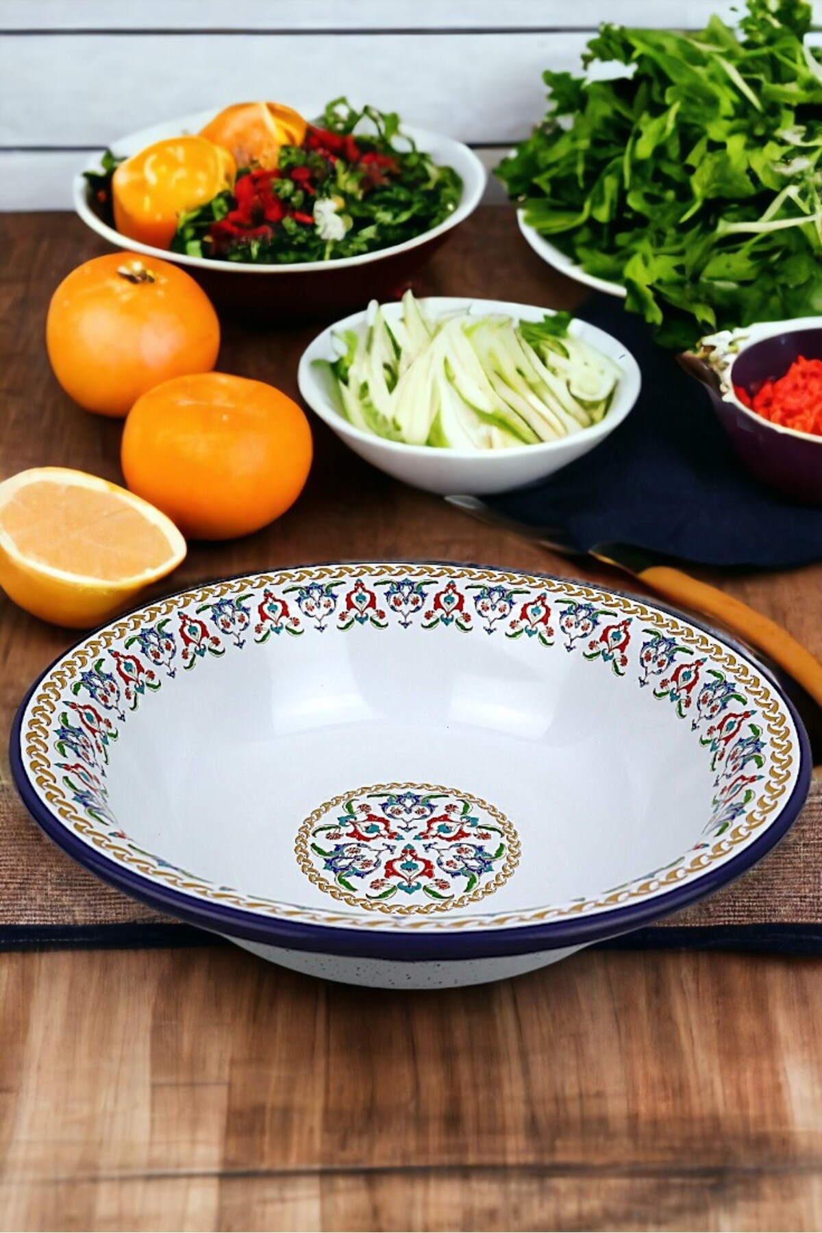 36 Cm 4,5 Litre Emaye Leğen Çırpma ve Karıştırma Kabı, Hamur Leğeni. Meyvelik. Çeyiz.  Büyük Kase