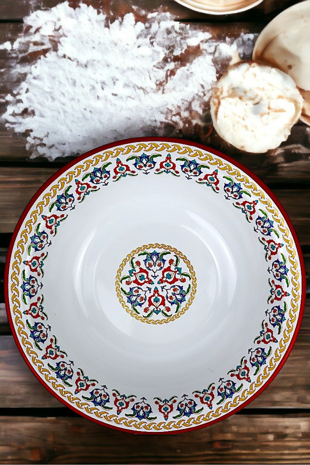 36 Cm 4,5 Litre Emaye Leğen Çırpma ve Karıştırma Kabı, Hamur Leğeni. Meyvelik. Çeyiz.  Büyük Kase