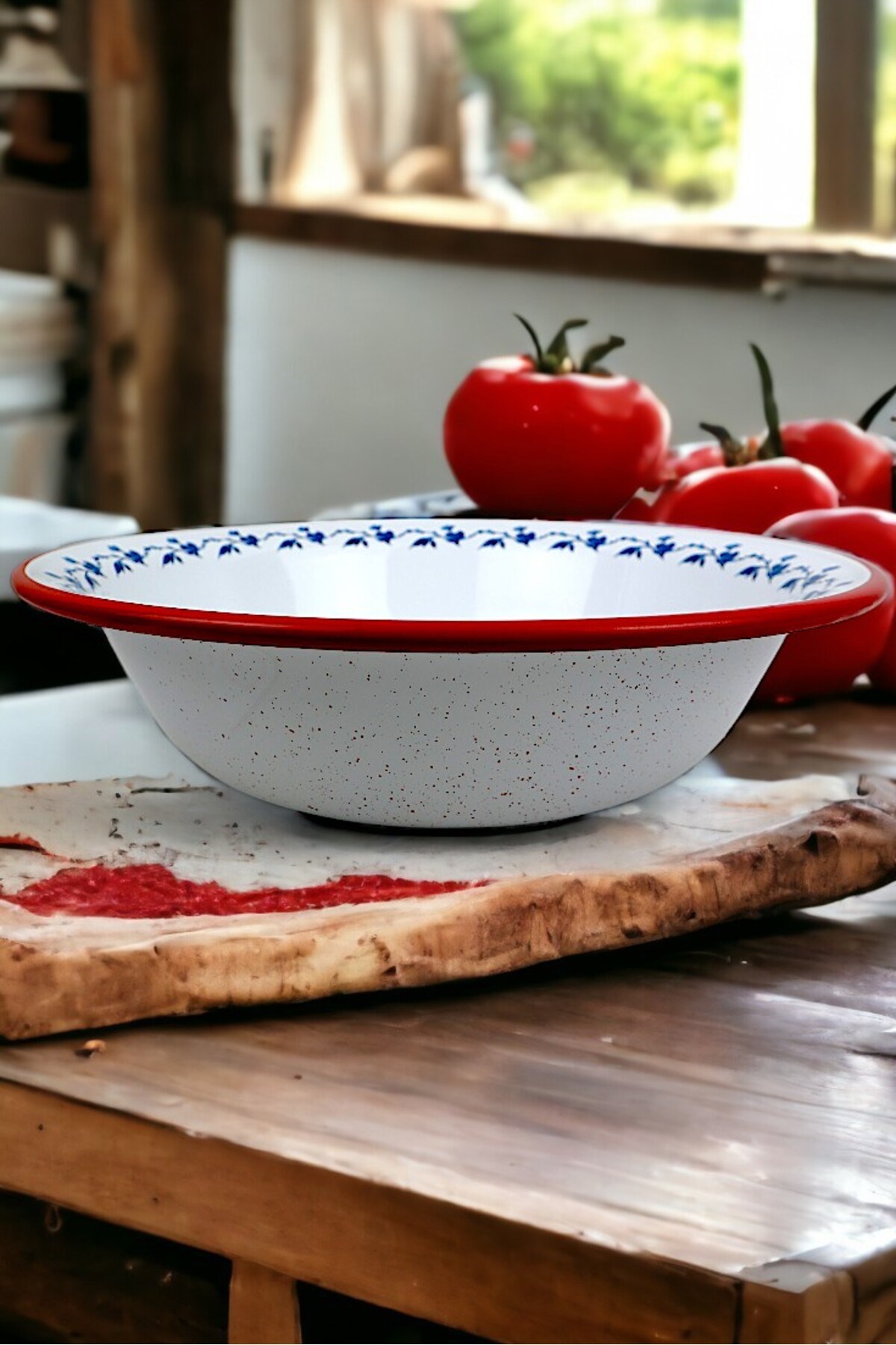 36 Cm 4,5 Litre Emaye Leğen Çırpma ve Karıştırma Kabı, Hamur Leğeni. Meyvelik. Çeyiz.  Büyük Kase