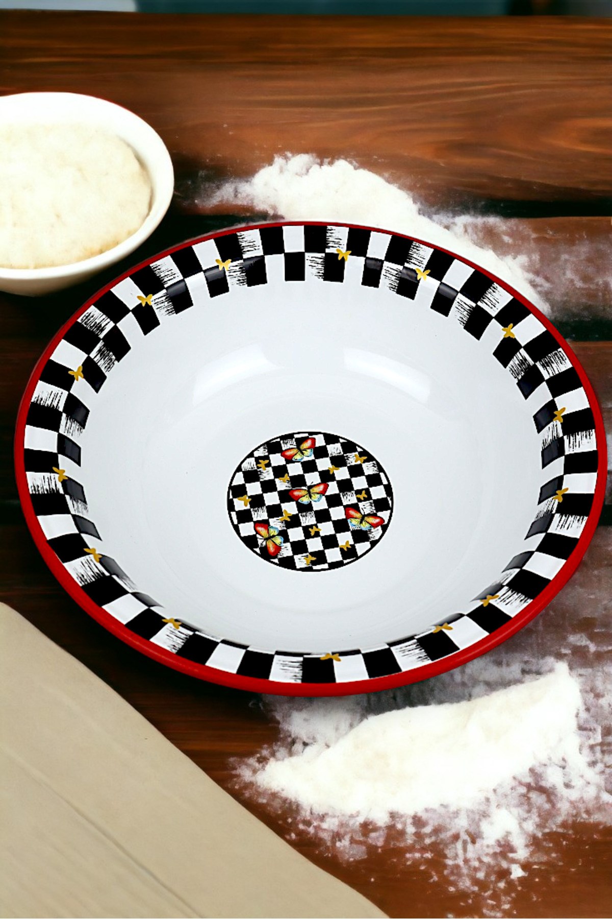36 Cm 4,5 Litre Emaye Leğen Çırpma ve Karıştırma Kabı, Hamur Leğeni. Meyvelik. Çeyiz.  Büyük Kase