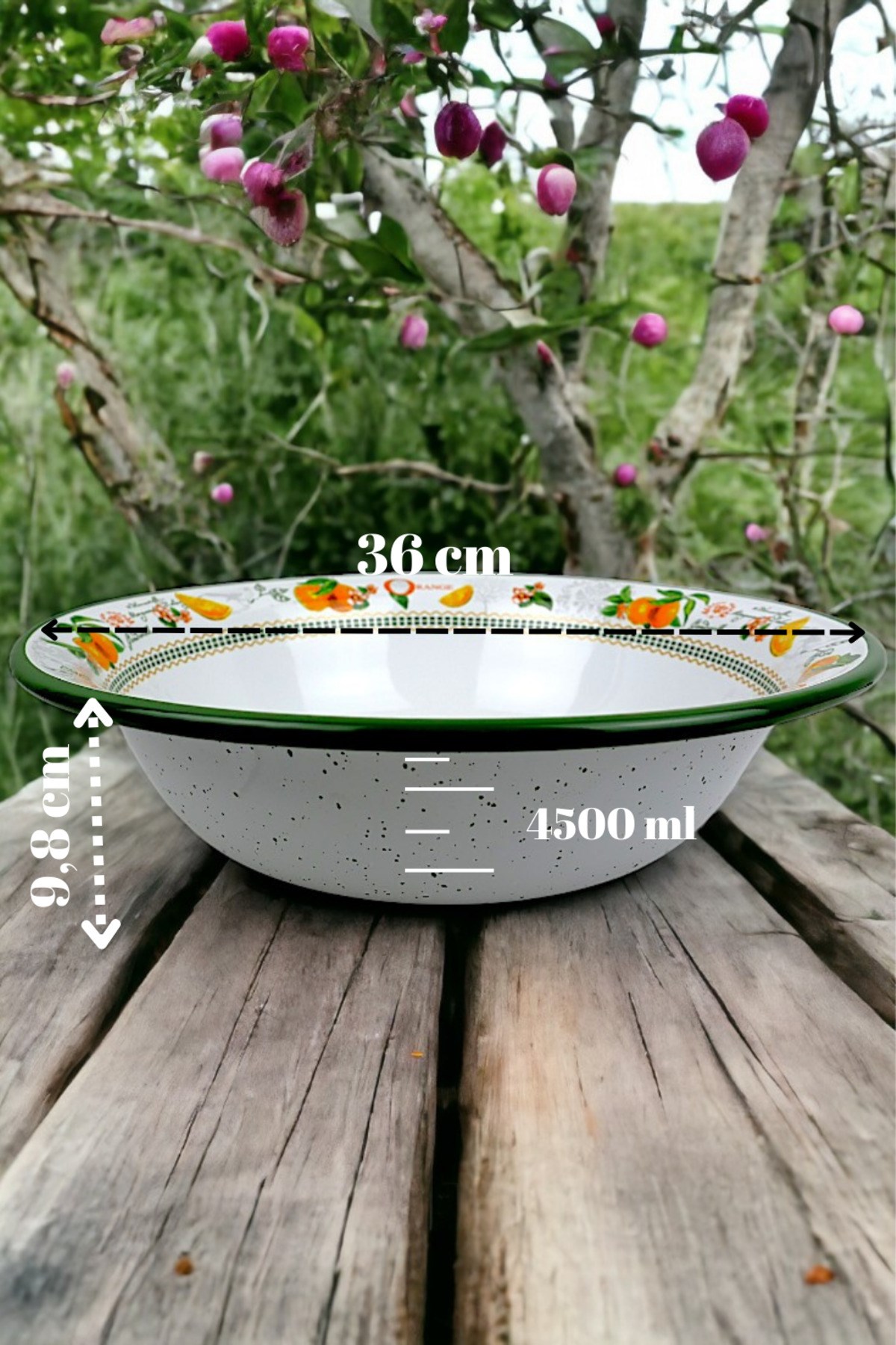 36 Cm 4,5 Litre Emaye Leğen Çırpma ve Karıştırma Kabı, Hamur Leğeni. Meyvelik. Çeyiz.  Büyük Kase
