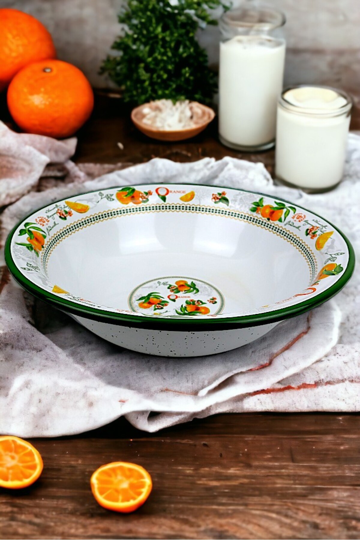 36 Cm 4,5 Litre Emaye Leğen Çırpma ve Karıştırma Kabı, Hamur Leğeni. Meyvelik. Çeyiz.  Büyük Kase