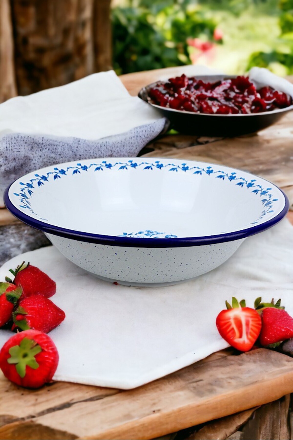 36 Cm 4,5 Litre Emaye Leğen Çırpma ve Karıştırma Kabı, Hamur Leğeni. Meyvelik. Çeyiz.  Büyük Kase