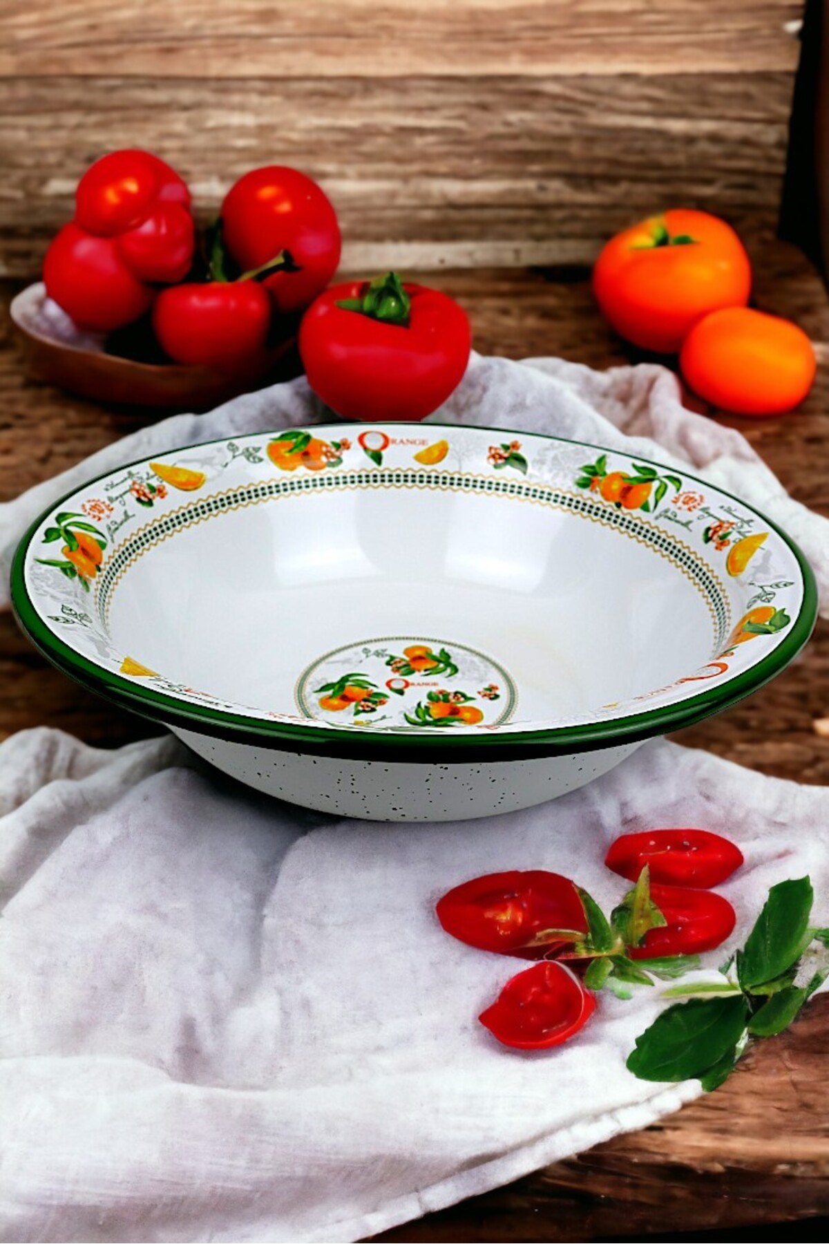 36 Cm 4,5 Litre Emaye Leğen Çırpma ve Karıştırma Kabı, Hamur Leğeni. Meyvelik. Çeyiz.  Büyük Kase