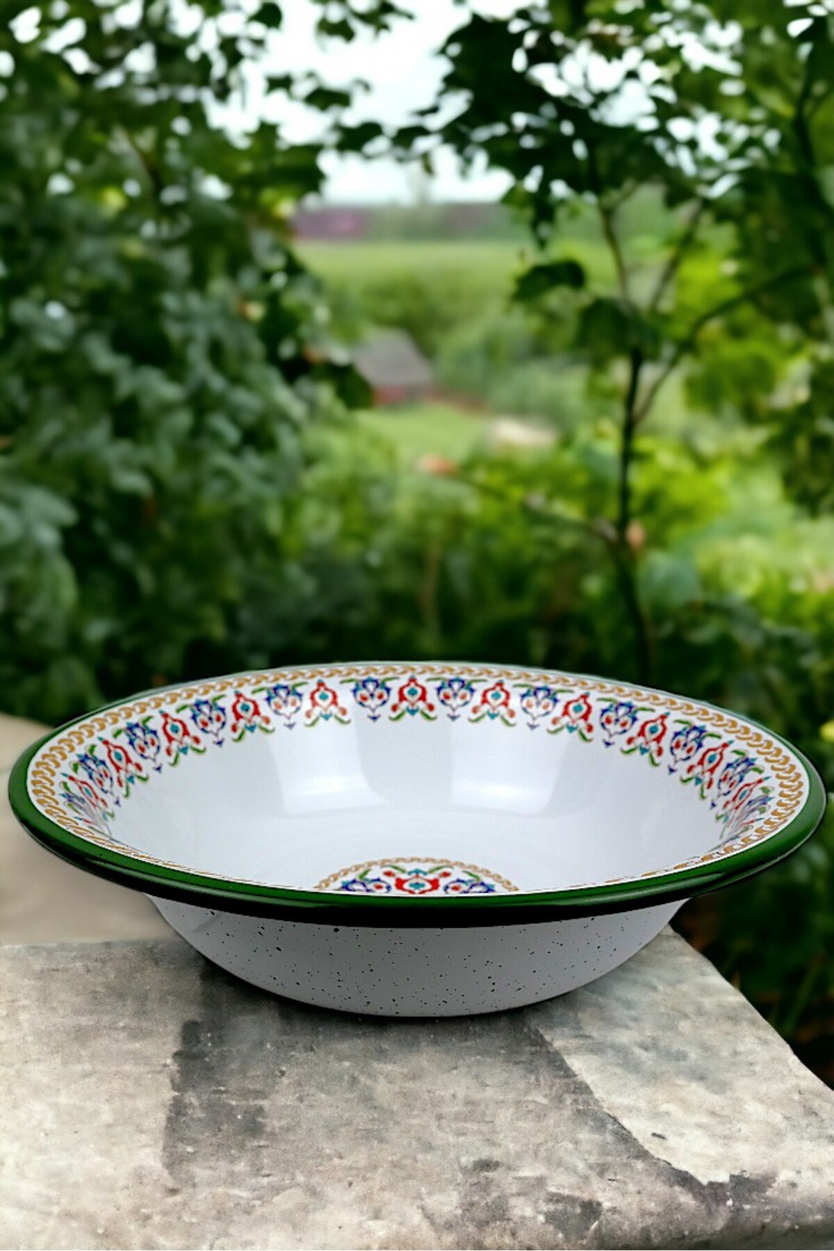 36 Cm 4,5 Litre Emaye Leğen Çırpma ve Karıştırma Kabı, Hamur Leğeni. Meyvelik. Çeyiz.  Büyük Kase