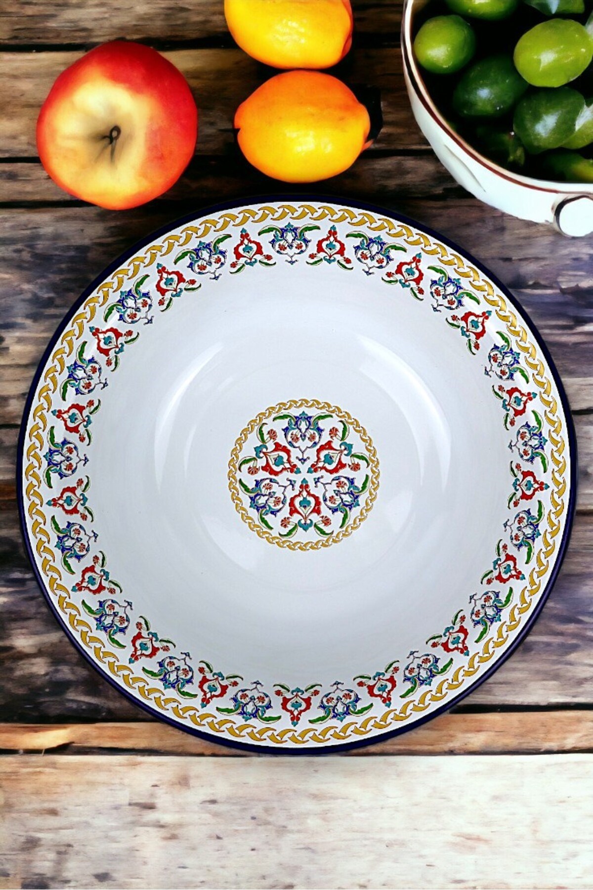 36 Cm 4,5 Litre Emaye Leğen Çırpma ve Karıştırma Kabı, Hamur Leğeni. Meyvelik. Çeyiz.  Büyük Kase