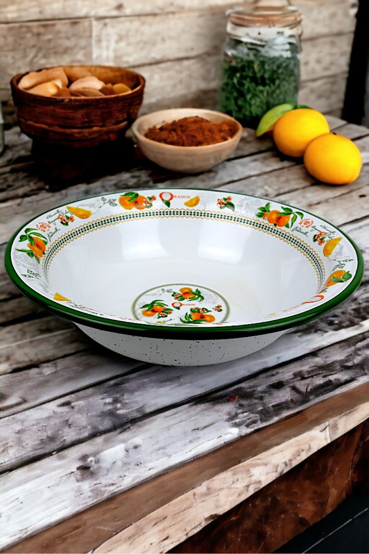 36 Cm 4,5 Litre Emaye Leğen Çırpma ve Karıştırma Kabı, Hamur Leğeni. Meyvelik. Çeyiz.  Büyük Kase