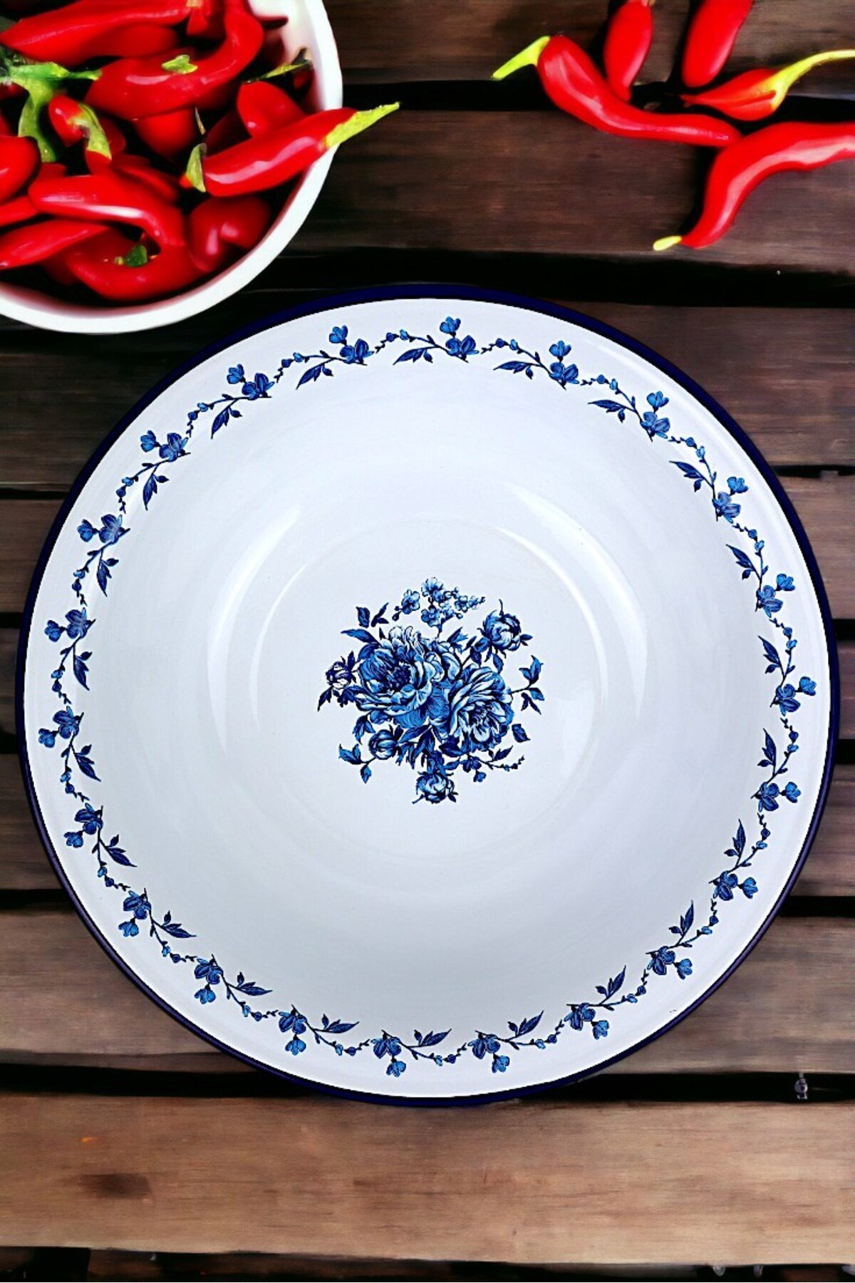 36 Cm 4,5 Litre Emaye Leğen Çırpma ve Karıştırma Kabı, Hamur Leğeni. Meyvelik. Çeyiz.  Büyük Kase