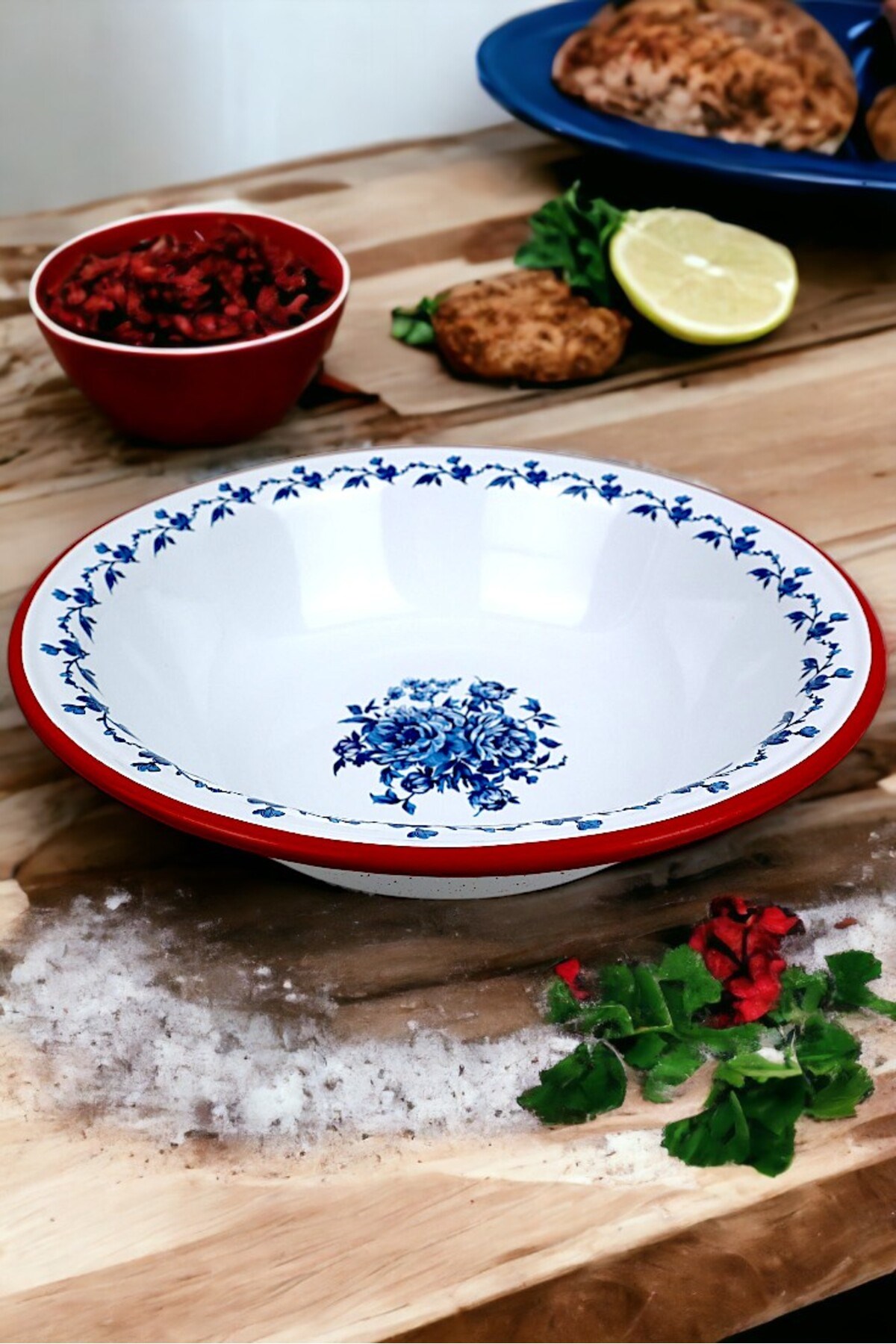 36 Cm 4,5 Litre Emaye Leğen Çırpma ve Karıştırma Kabı, Hamur Leğeni. Meyvelik. Çeyiz.  Büyük Kase