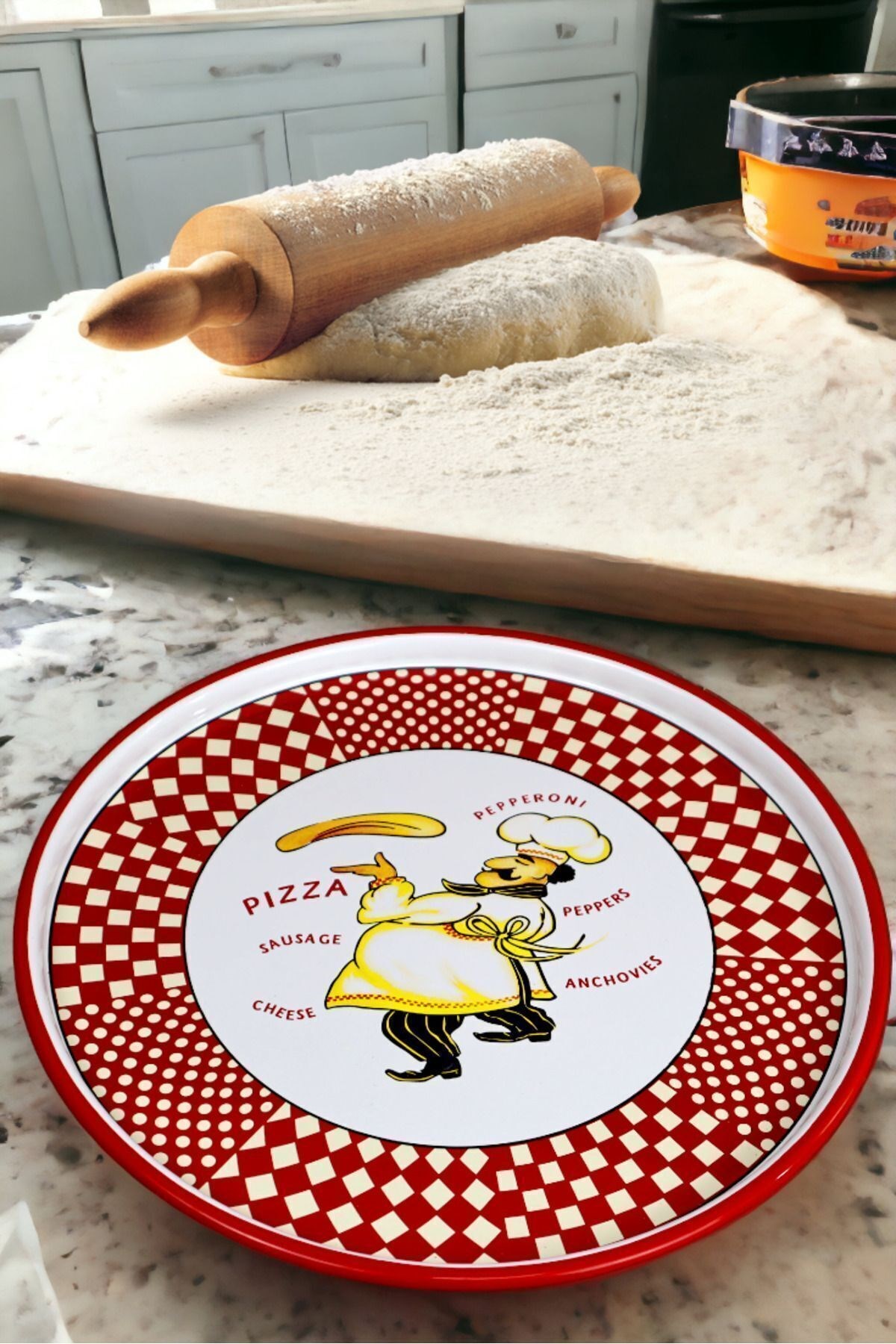 36 No Pizza Tabağı Tepsisi Supla Pasta Tabağı Servis Tabağı.fırın Tepsi 36cm