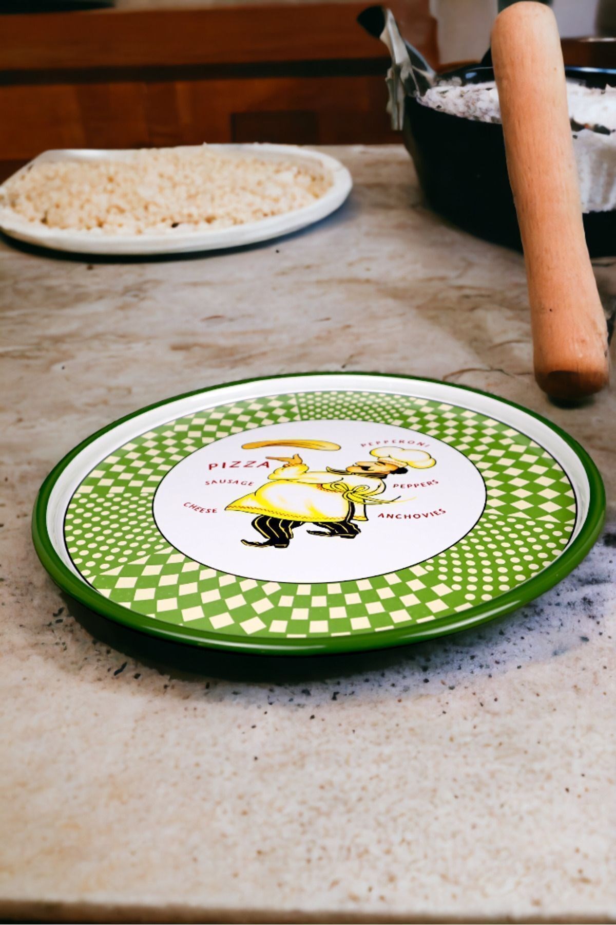 36 No Pizza Tabağı Tepsisi Supla Pasta Tabağı Servis Tabağı Fırın Tepsisi 36cm