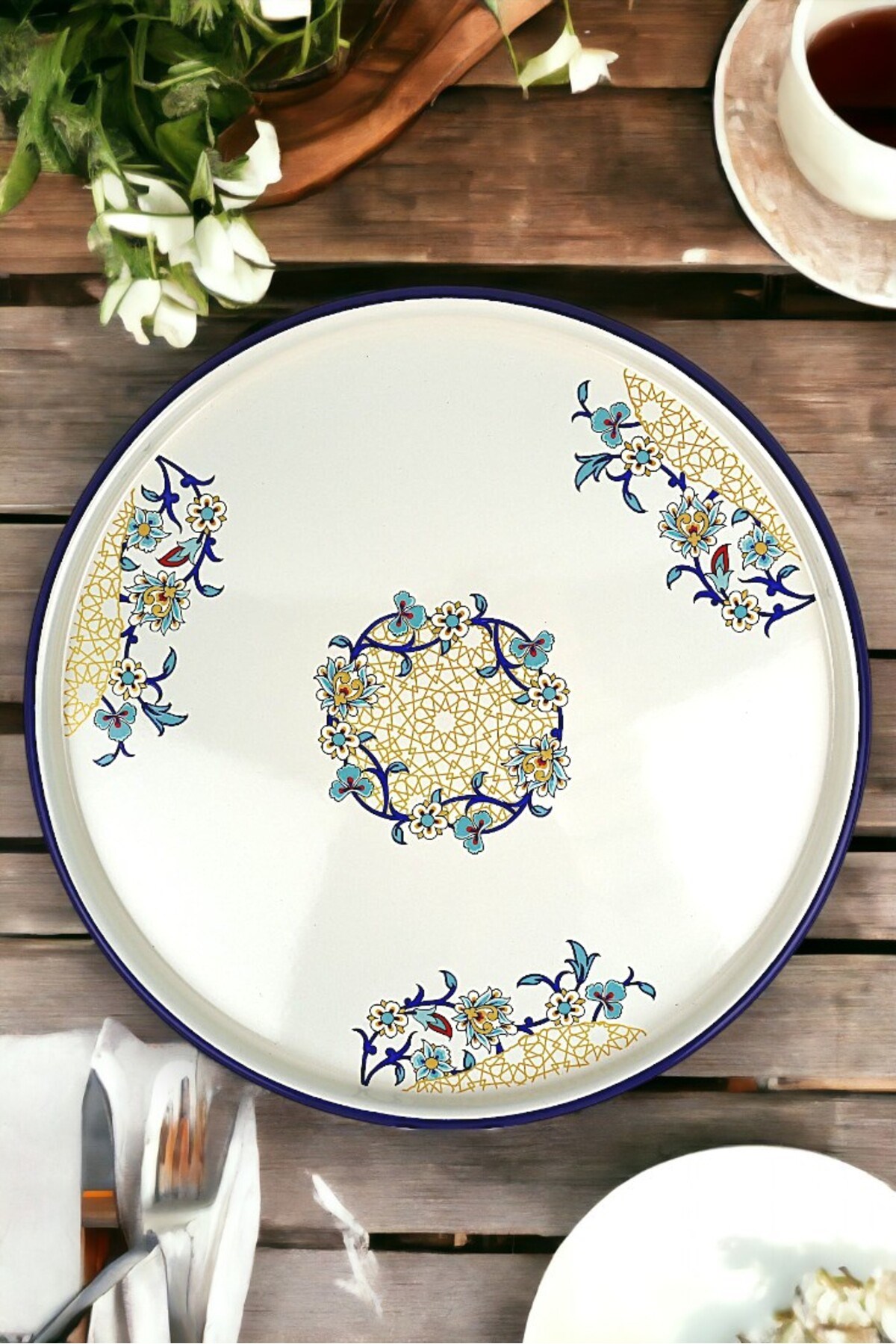 36 No Sunum Servis Tabağı Tepsisi Supla Pasta Tabağı Servis Tabağı Çeyiz Hediye ~ 36cm