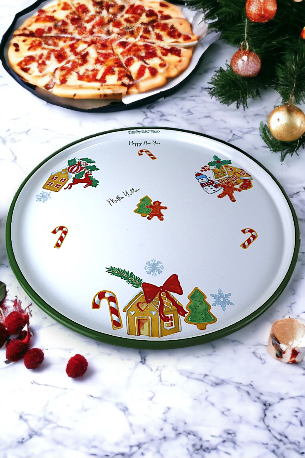 36 No Sunum Servis Tabağı Tepsisi Supla Pasta Tabağı Servis Tabağı Çeyiz Hediye ~ 36cm