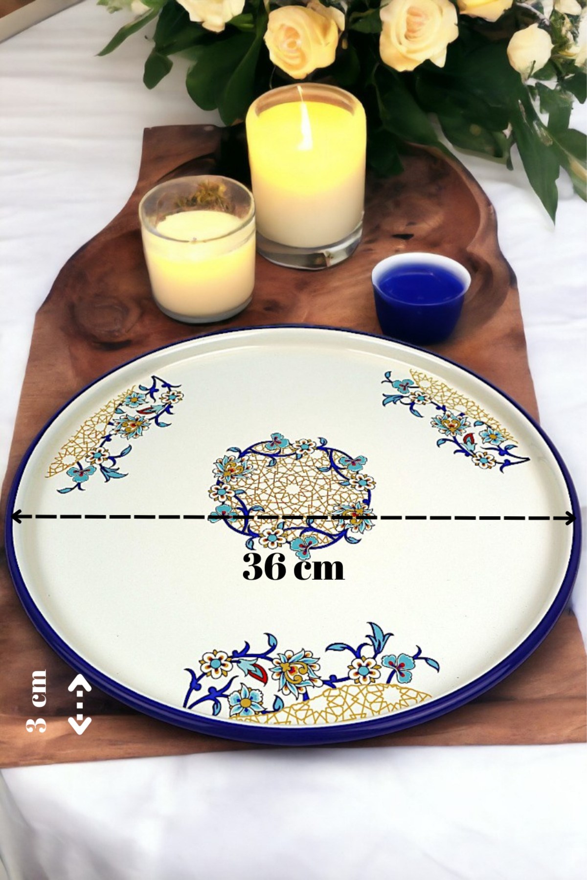 36 No Sunum Servis Tabağı Tepsisi Supla Pasta Tabağı Servis Tabağı Çeyiz Hediye ~ 36cm