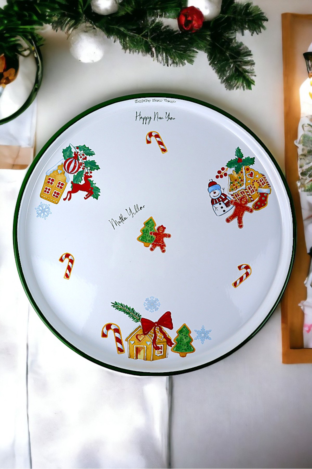 36 No Sunum Servis Tabağı Tepsisi Supla Pasta Tabağı Servis Tabağı Çeyiz Hediye ~ 36cm