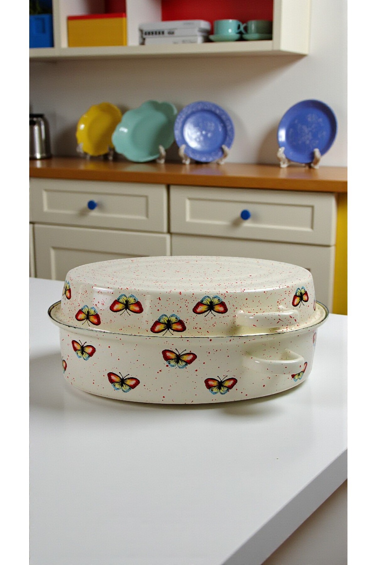 36,5 cm Emaye Midye Tencere, Servis, Yemek, Kamp, Piknik, Çeyiz, 9500 ml