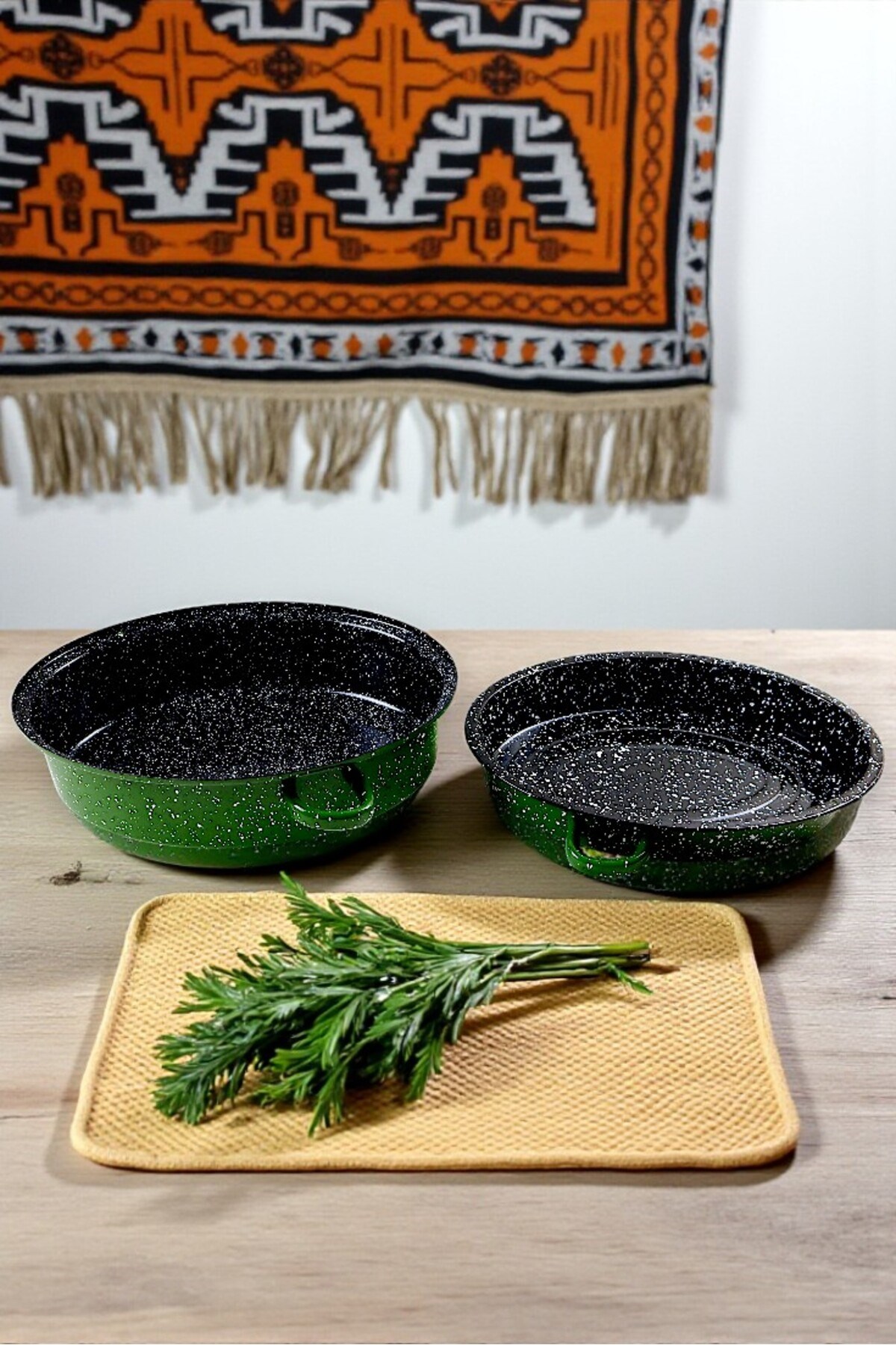 36,5 cm Emaye Midye Tencere, Servis, Yemek, Kamp, Piknik, Çeyiz, 9500 ml