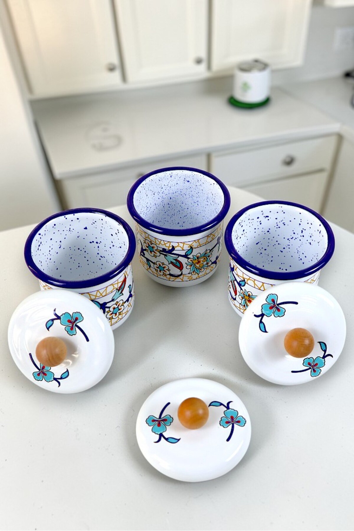 3'Lü Emaye Baharatlık Set 380Ml 6 Parça