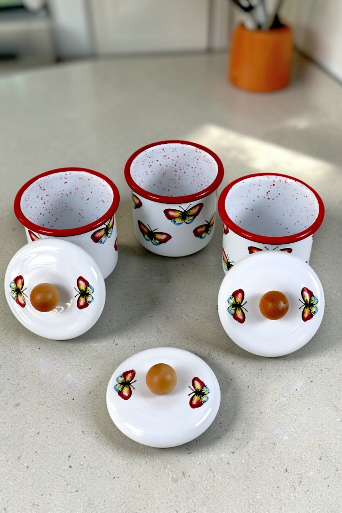 3'Lü Emaye Baharatlık Set 380Ml 6 Parça