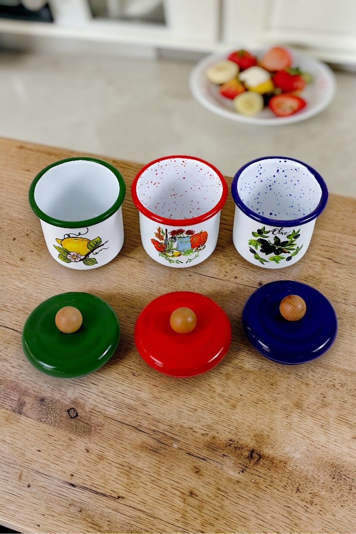 3'Lü Emaye Baharatlık Set 380Ml 6 Parça
