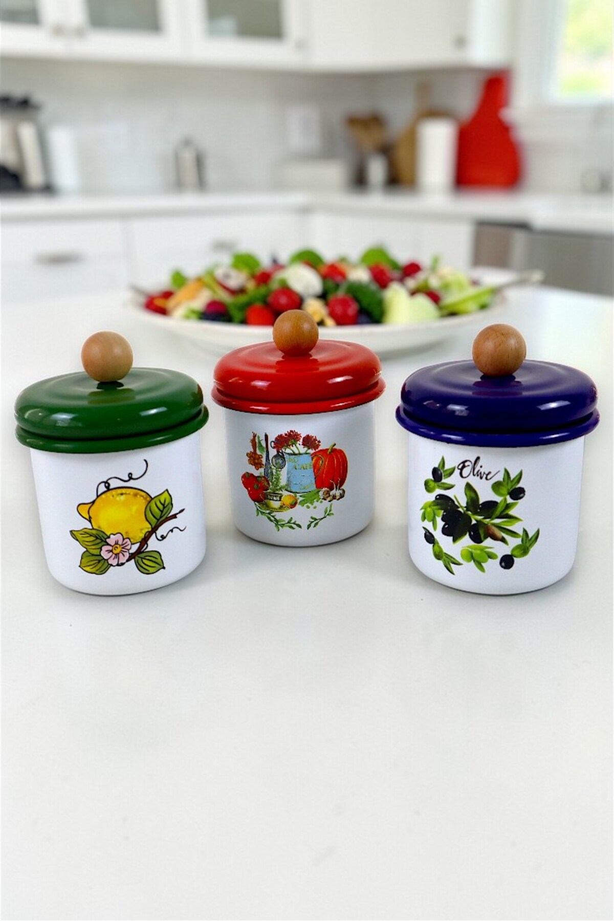 3'Lü Emaye Baharatlık Set 380Ml 6 Parça