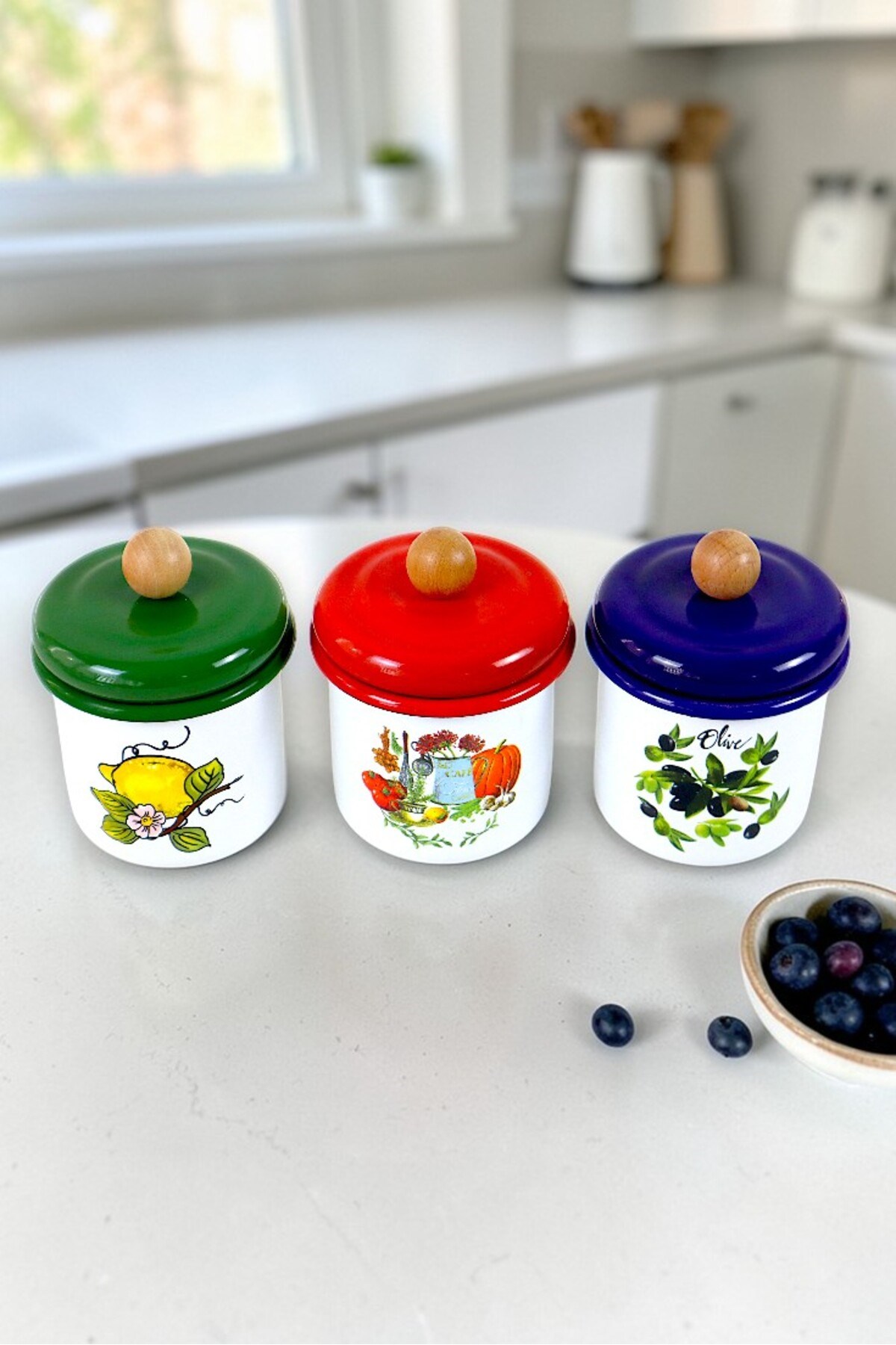 3'Lü Emaye Baharatlık Set 380Ml 6 Parça