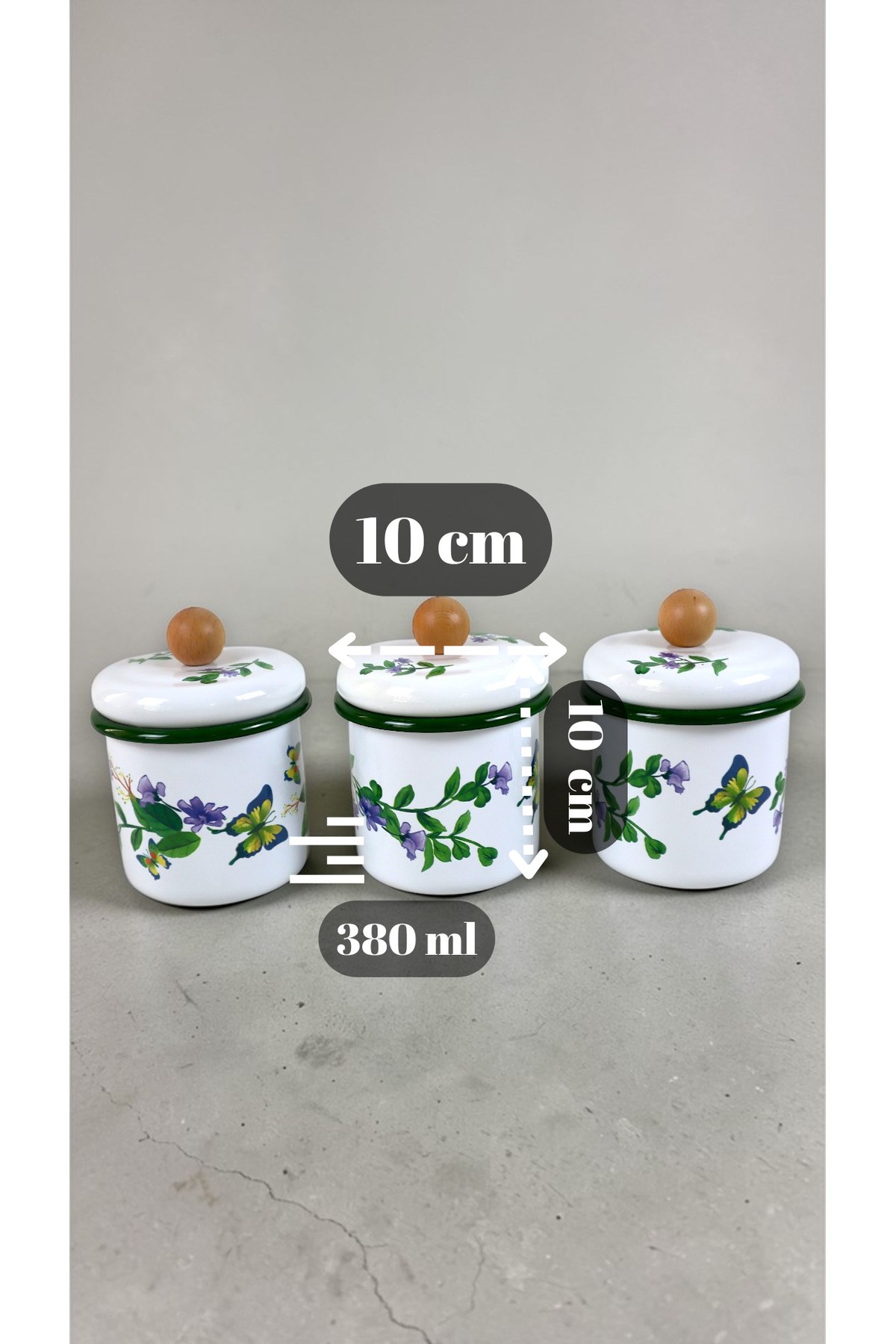 3'Lü Emaye Baharatlık Set 380Ml 6 Parça