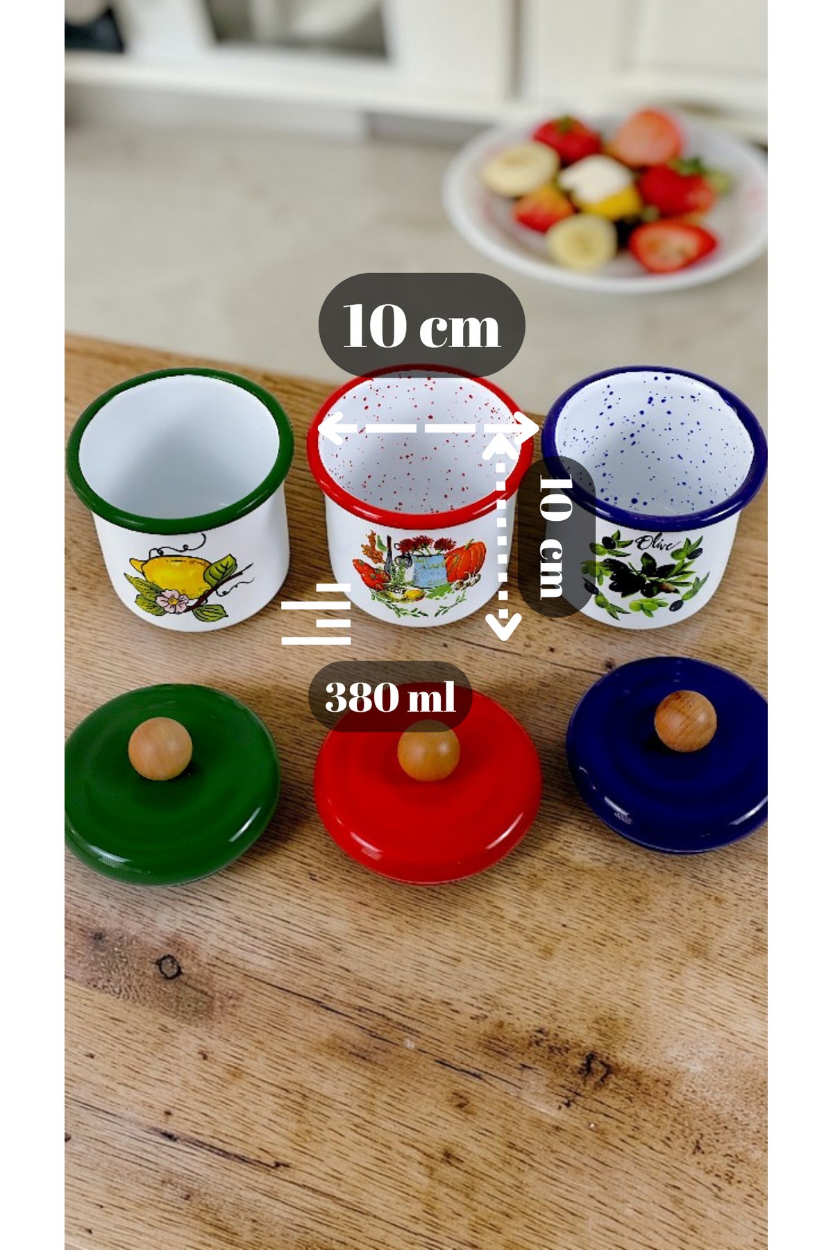 3'Lü Emaye Baharatlık Set 380Ml 6 Parça