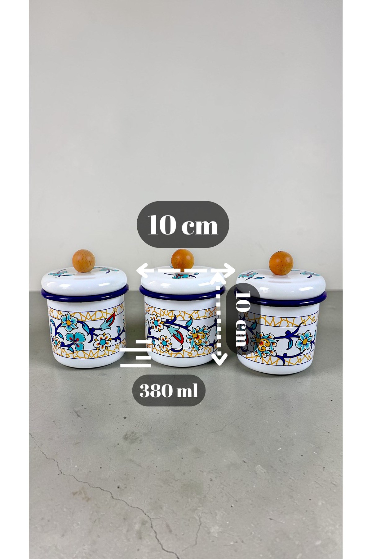 3'Lü Emaye Baharatlık Set 380Ml 6 Parça