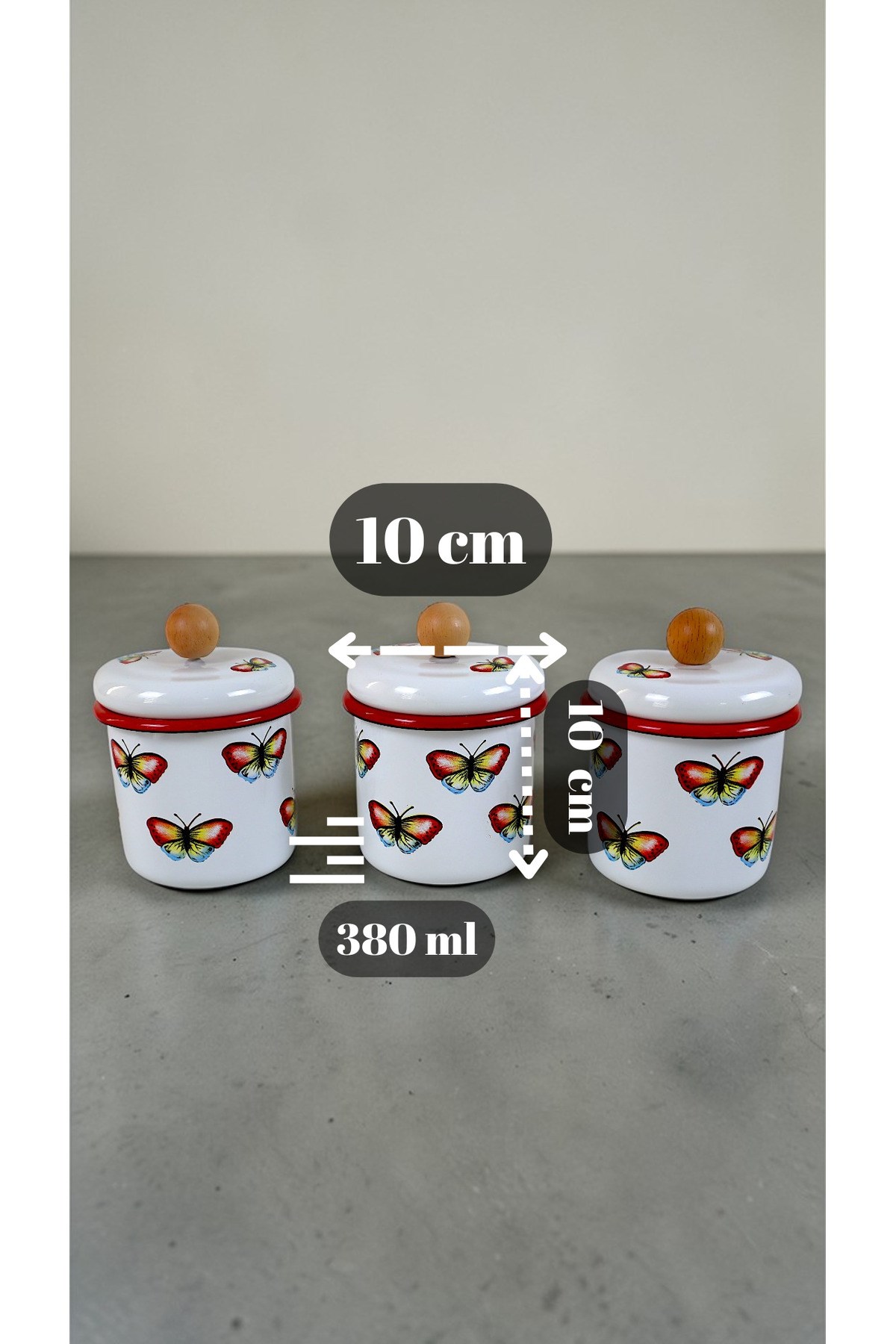 3'Lü Emaye Baharatlık Set 380Ml 6 Parça