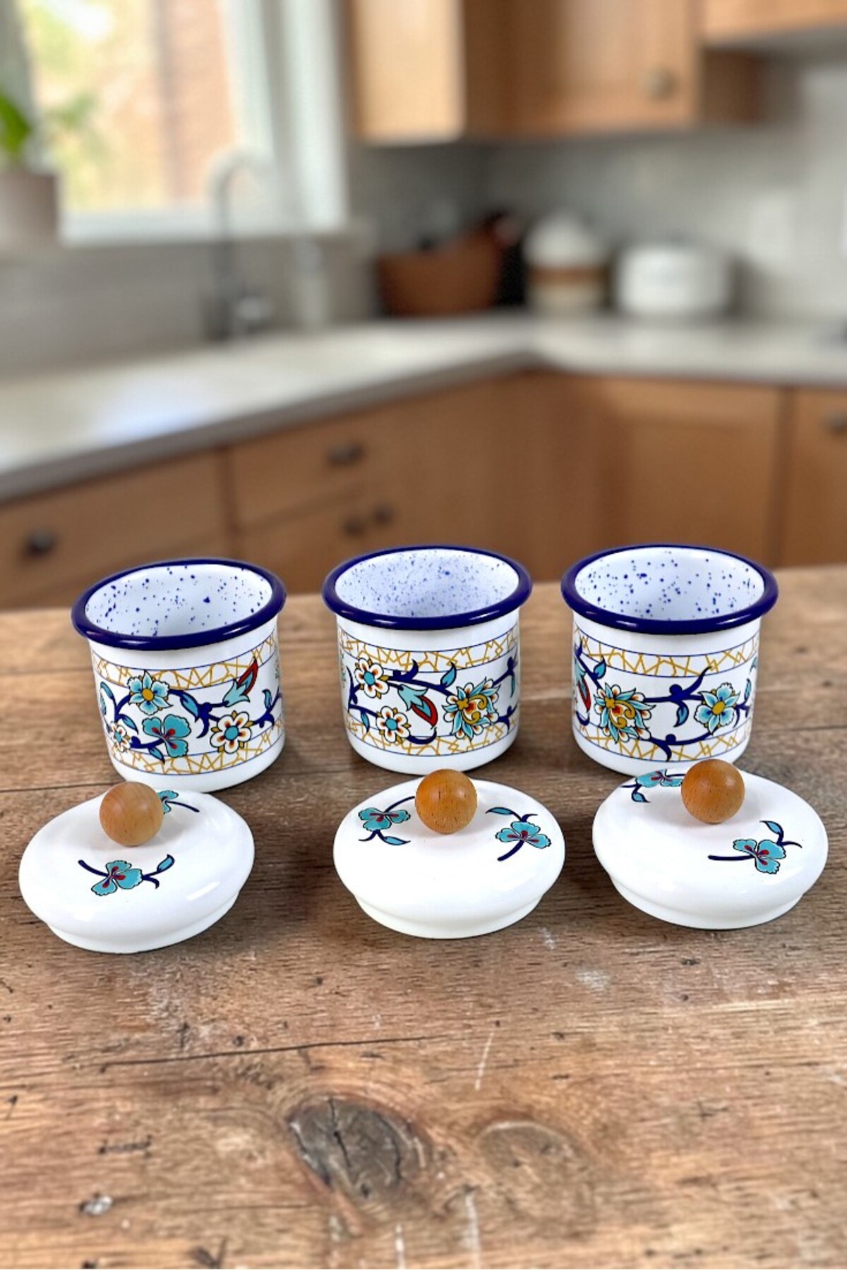 3'Lü Emaye Baharatlık Set 380Ml 6 Parça