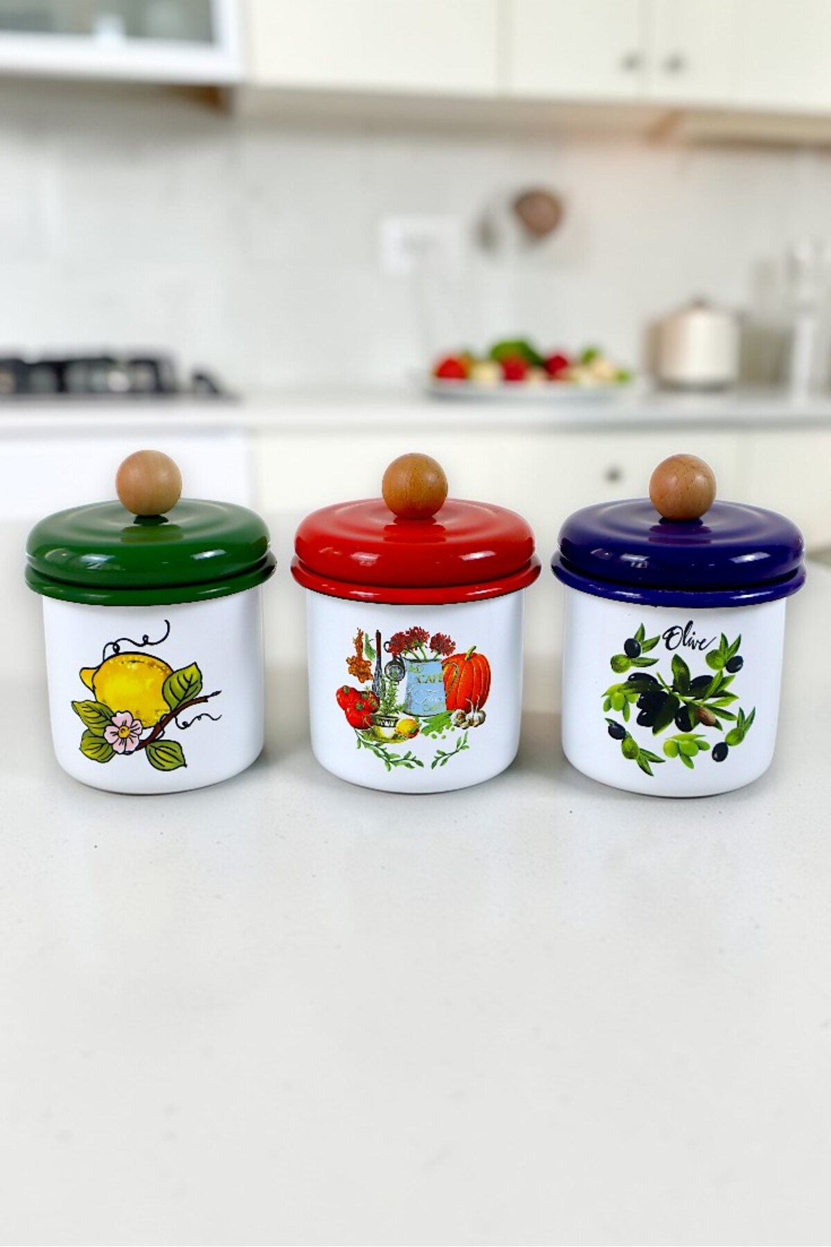 3'Lü Emaye Baharatlık Set 380Ml 6 Parça