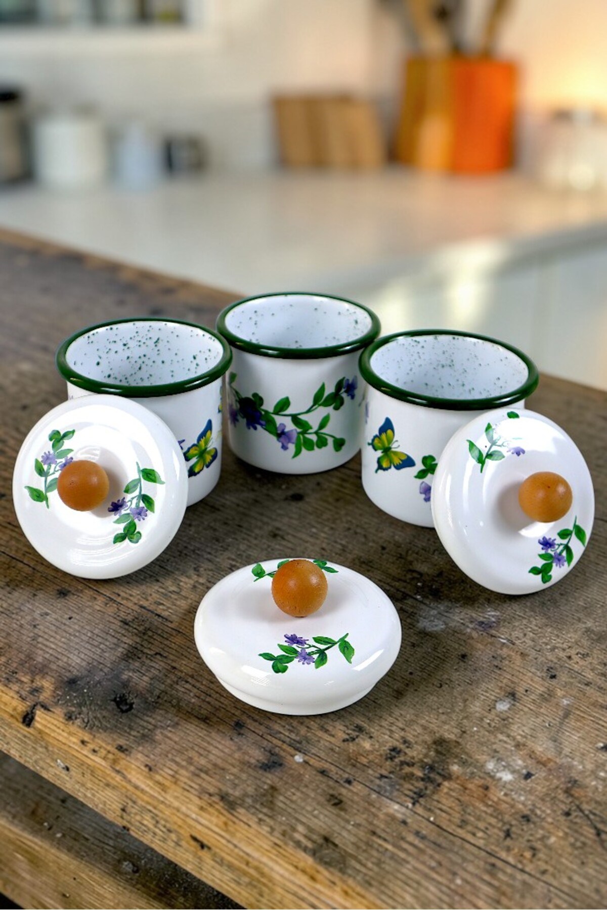 3'Lü Emaye Baharatlık Set 380Ml 6 Parça