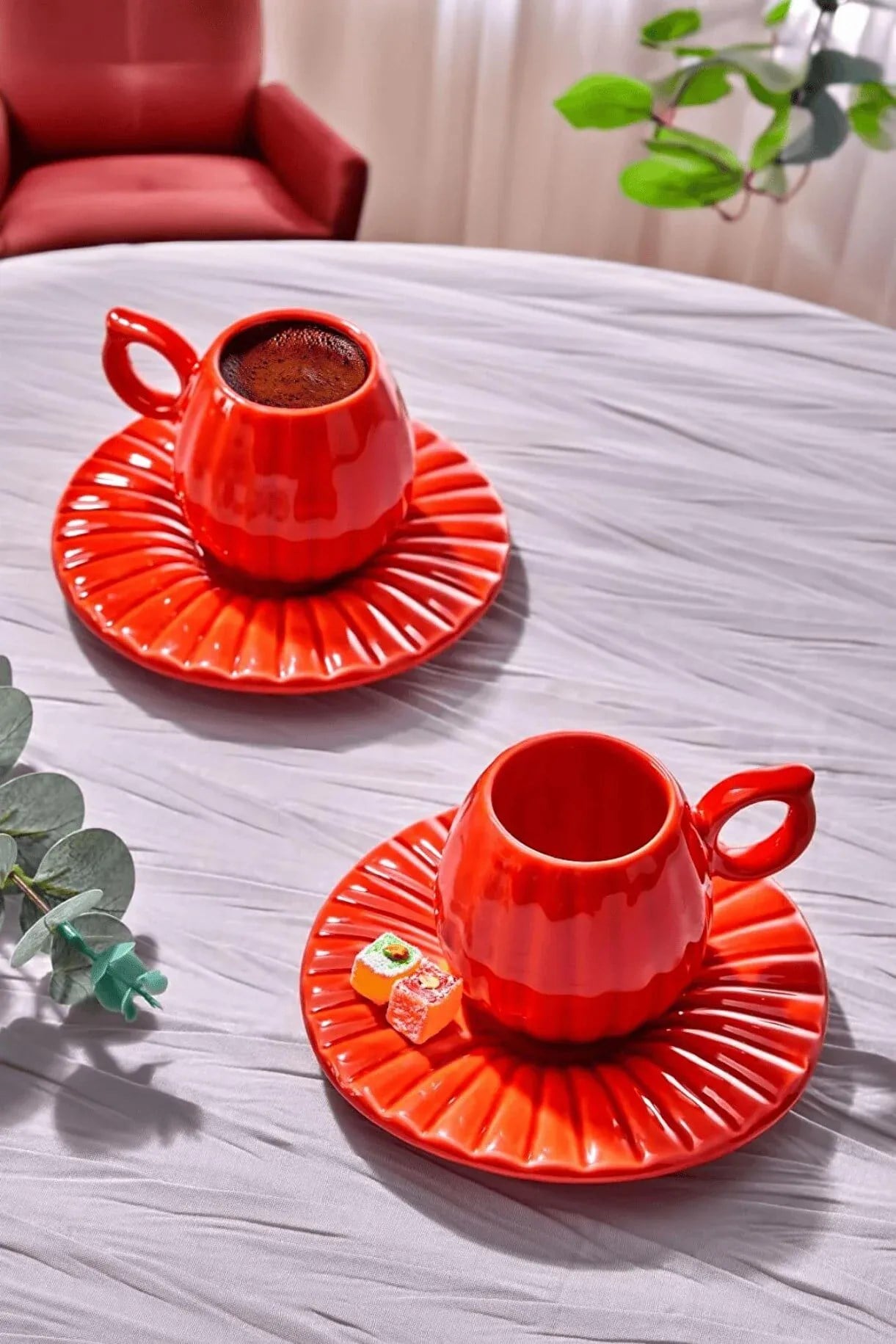 4 Parça 2 Kişilik Kahve Fincan Takımı – Kabak Dizayn Seramik
