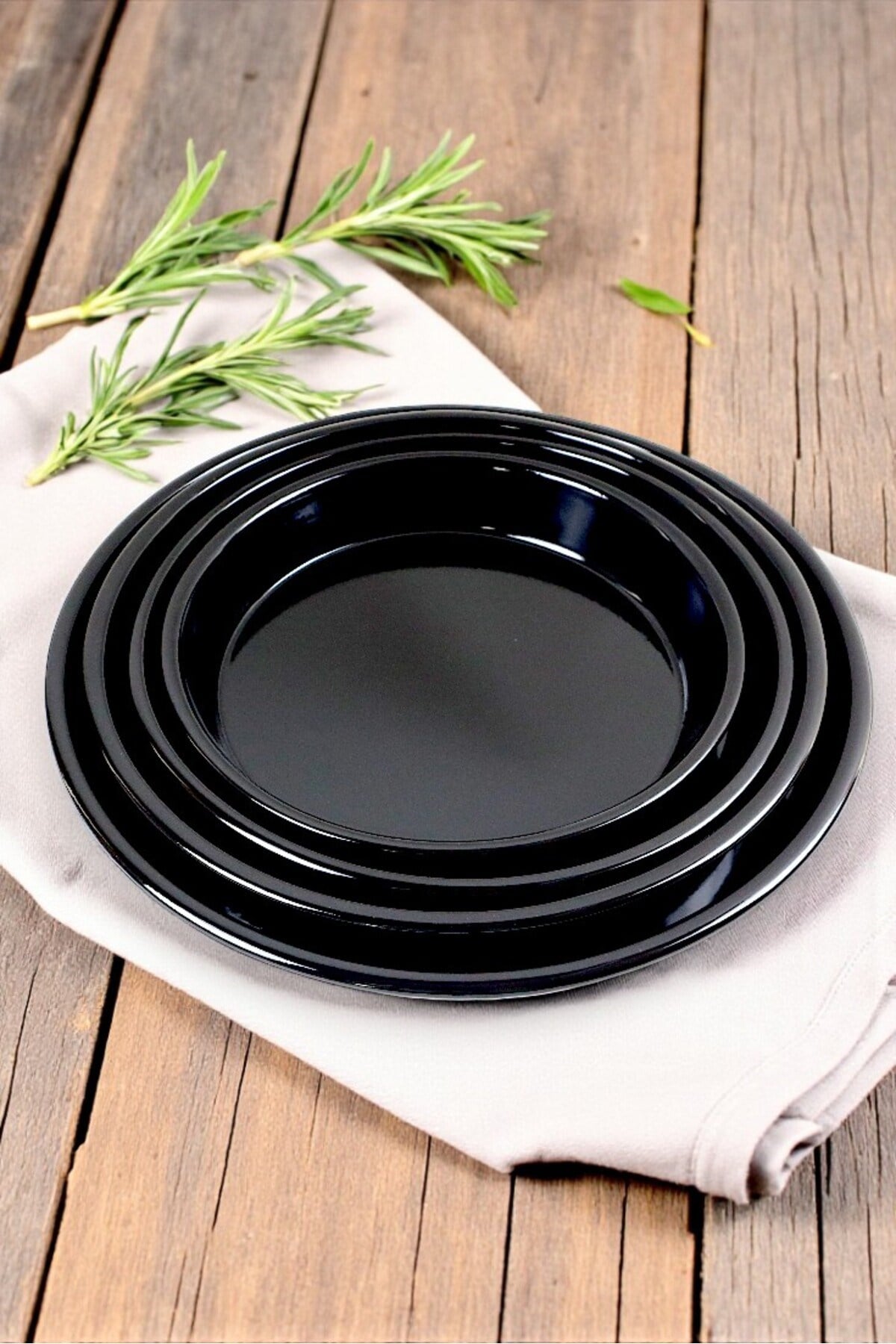 4 Parça30-34-38-42 No Emaye Fırın Tepsi Yuvarlak Tepsi ~30 cm~34 Cm~38 cm~41cm