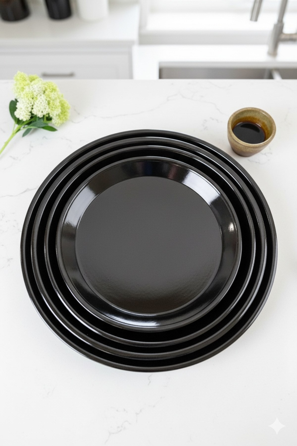 4 Parça30-34-38-42 No Emaye Fırın Tepsi Yuvarlak Tepsi ~30 cm~34 Cm~38 cm~41cm