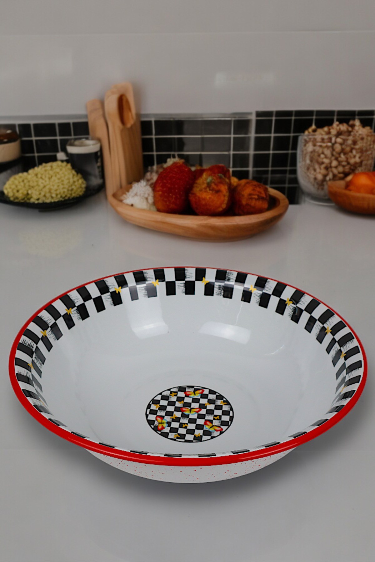 40 Cm 8 Litre Emaye Leğen Çırpma Ve Karıştırma Kabı.hamur Leğeni.meyvelik.çeyiz. Büyük Kase